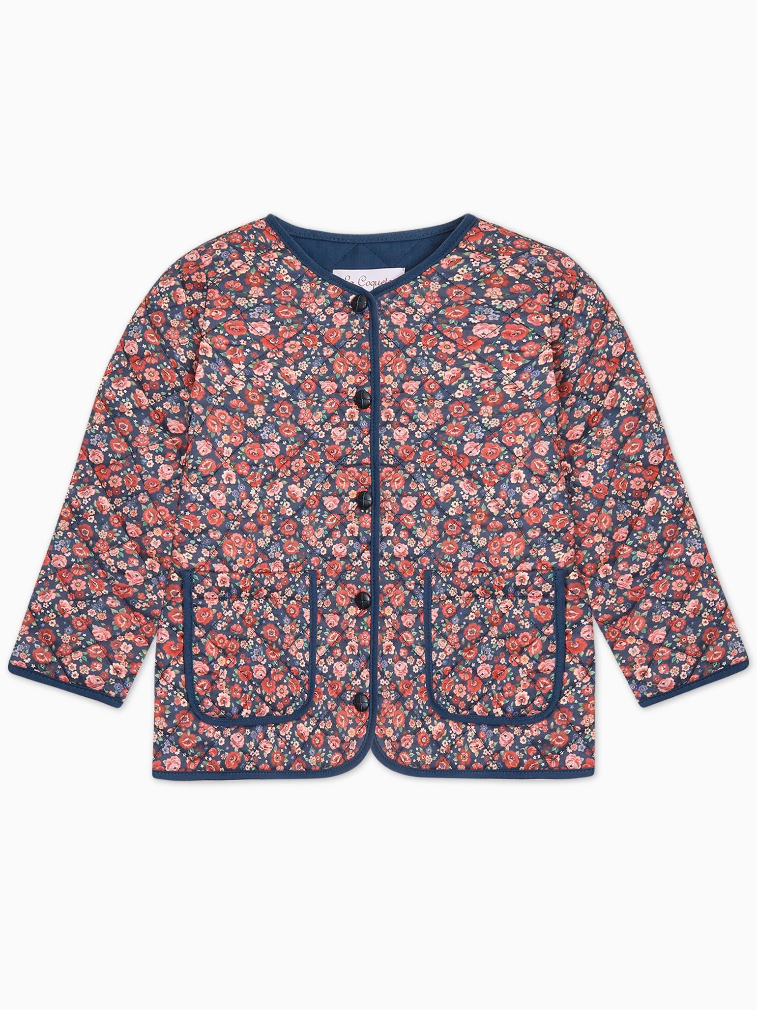Navy Floral Calida Girl Jacket