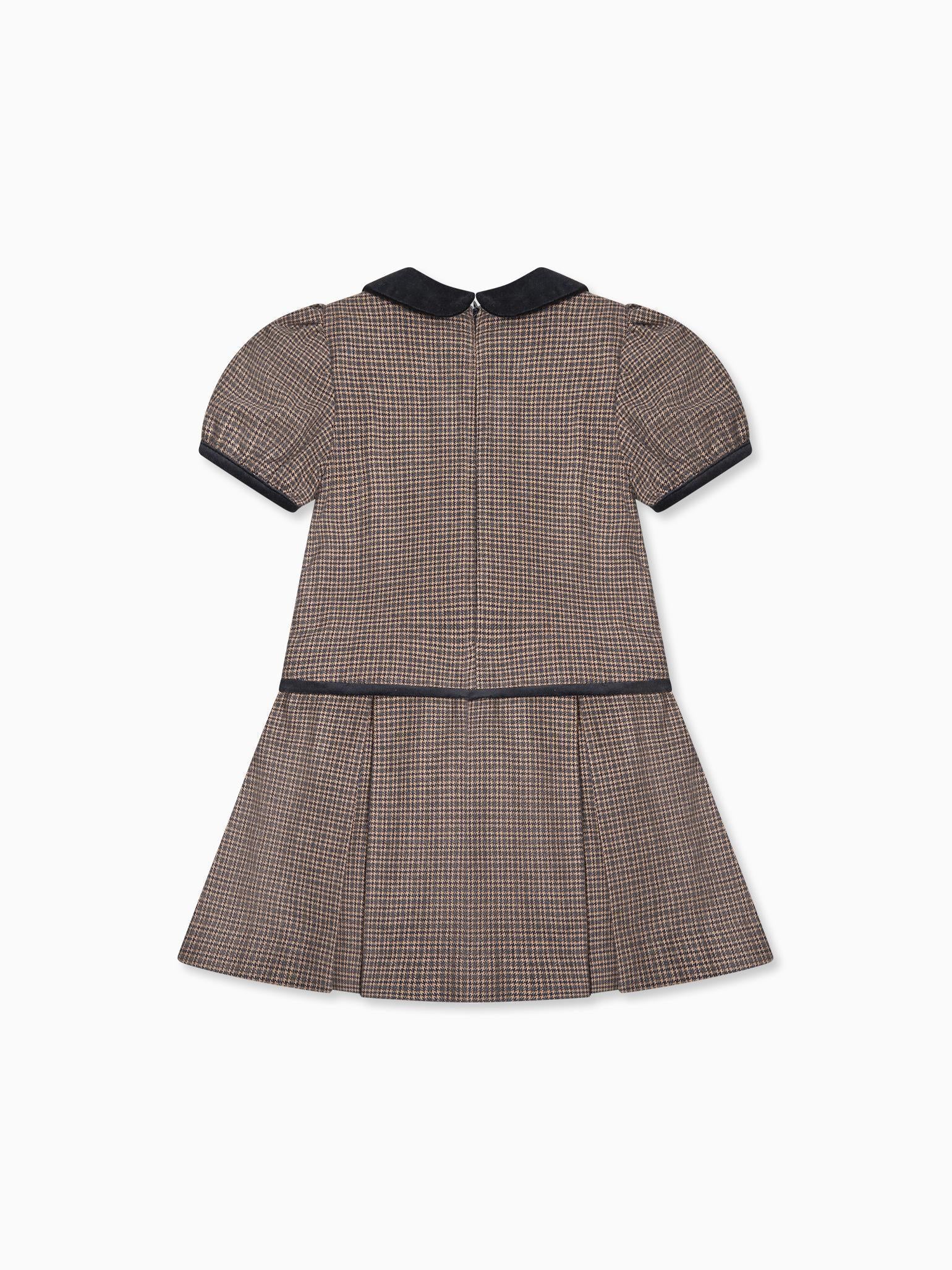 Brown Check Camala Girl Drop Waist Dress