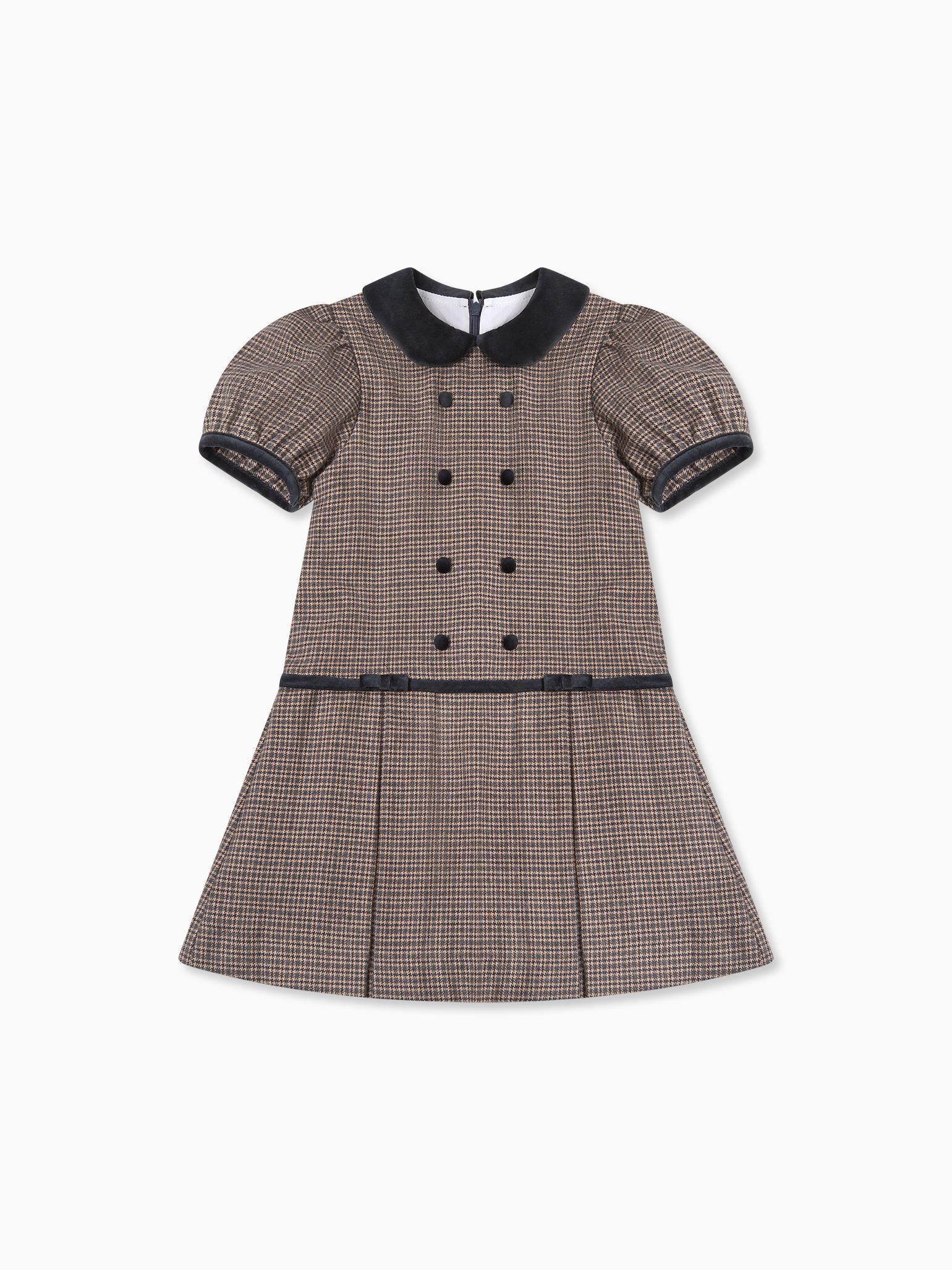 Brown Check Camala Girl Drop Waist Dress