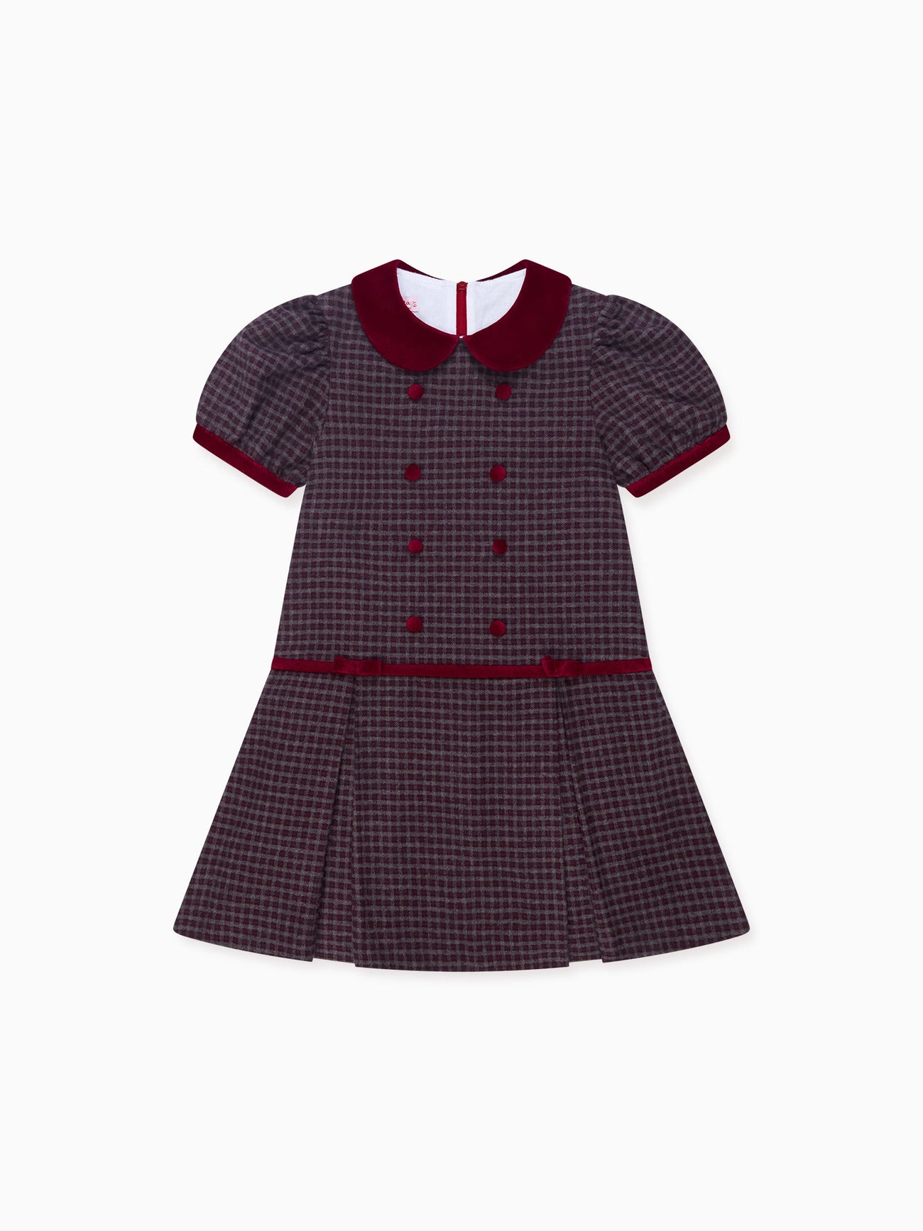 Burgundy Check Camala Girl Drop Waist Dress