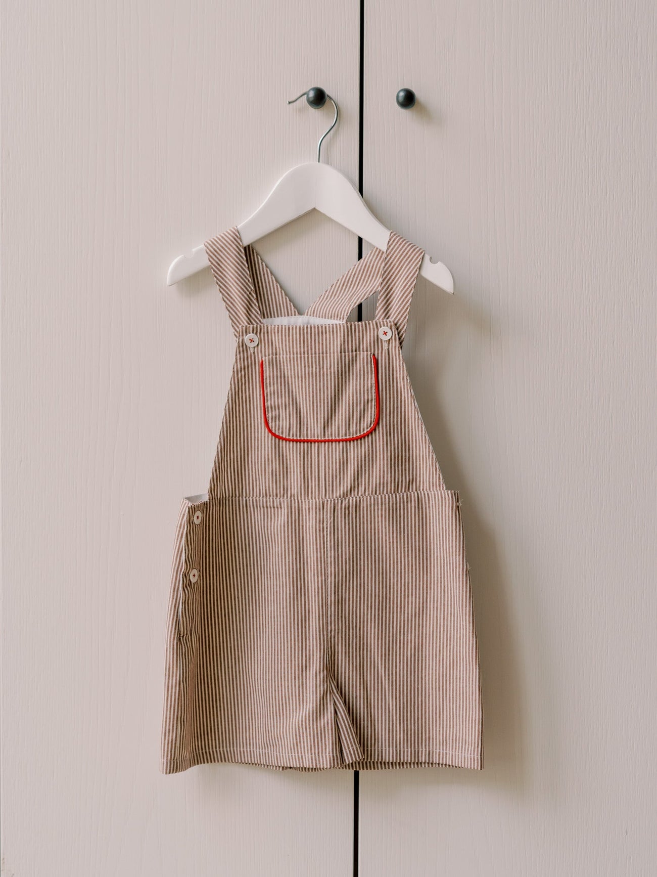 Camel Stripe Ingrid Girl Dungarees