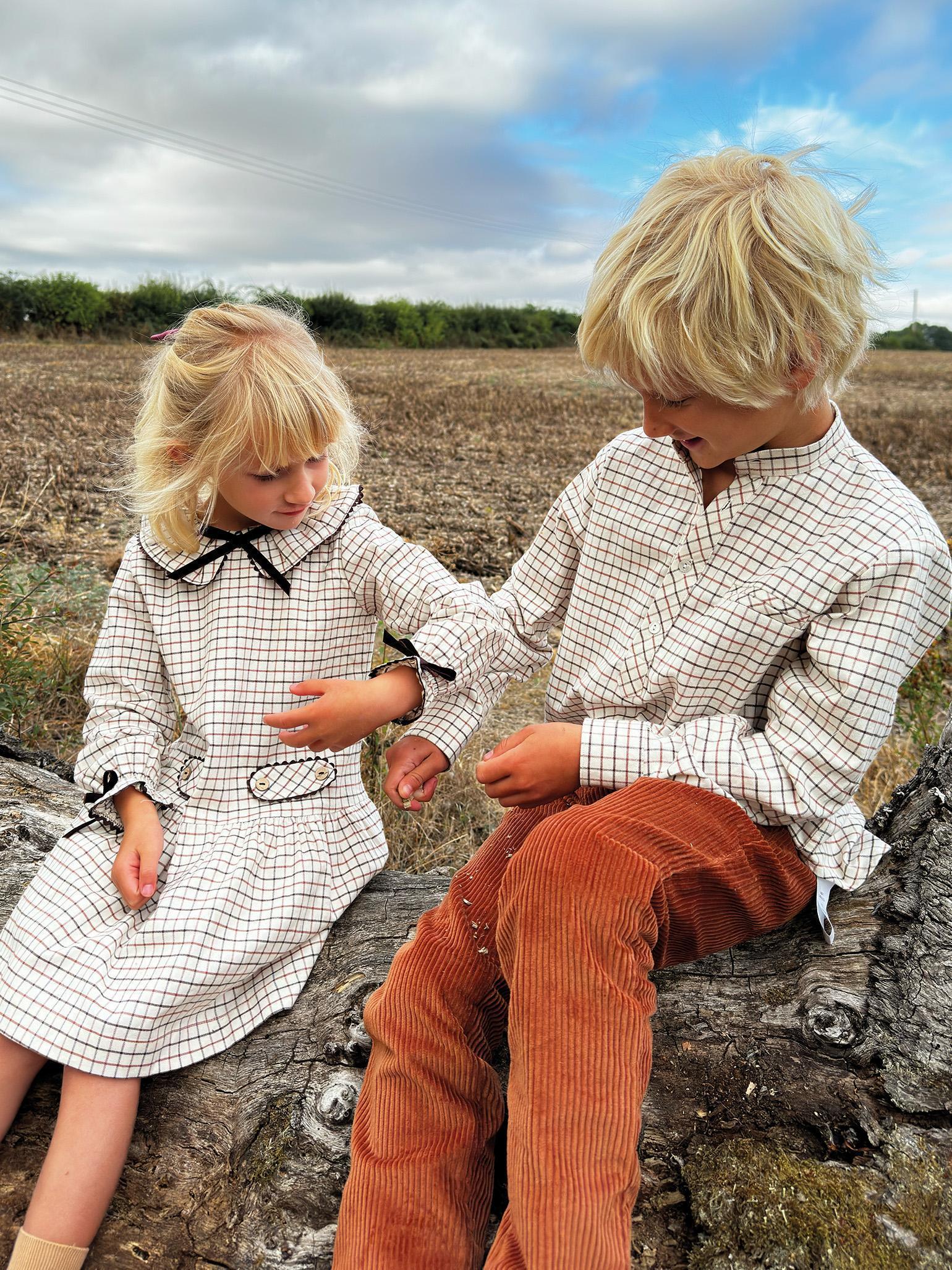 Caramel Check Tessa Girl Drop Waist Dress
