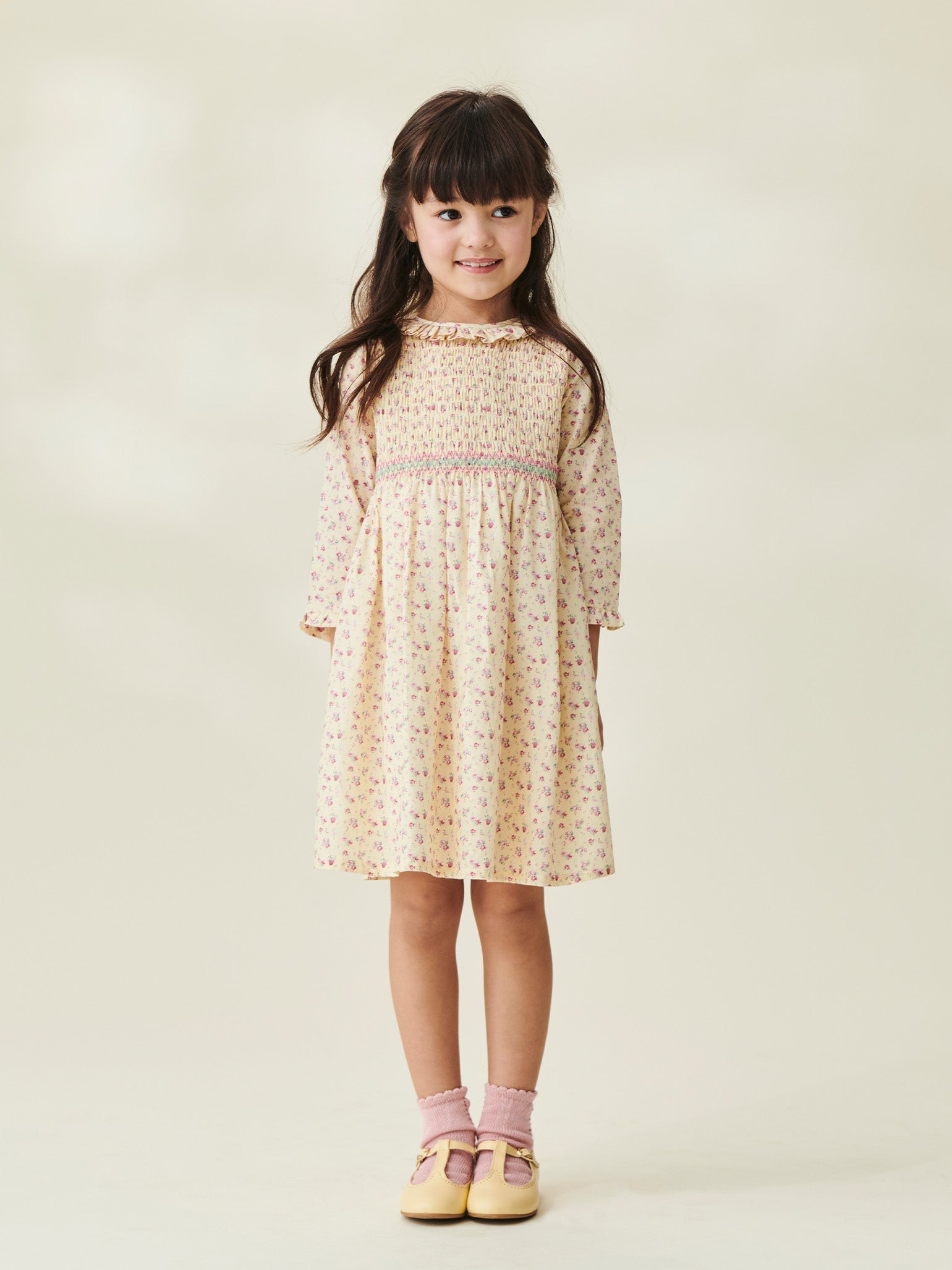 Yellow Floral Carlota Girl Smock Dress
