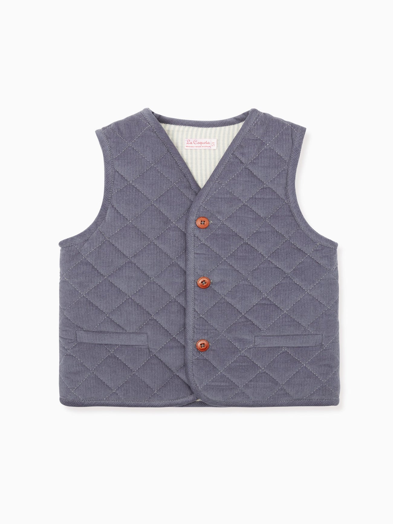 Dusty Blue Caza Kids Corduroy Sleeveless Jacket