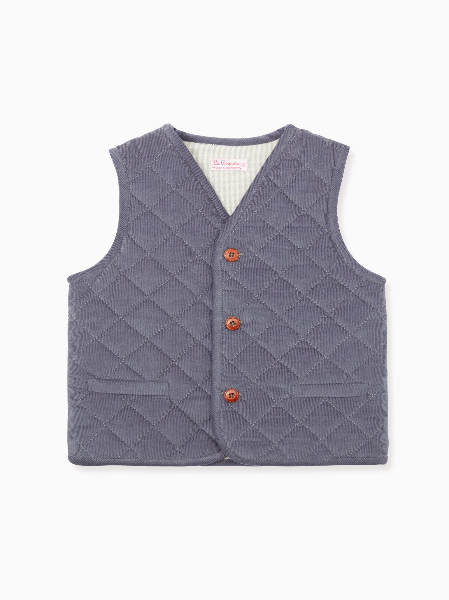 Dusty Blue Caza Kids Corduroy Sleeveless Jacket