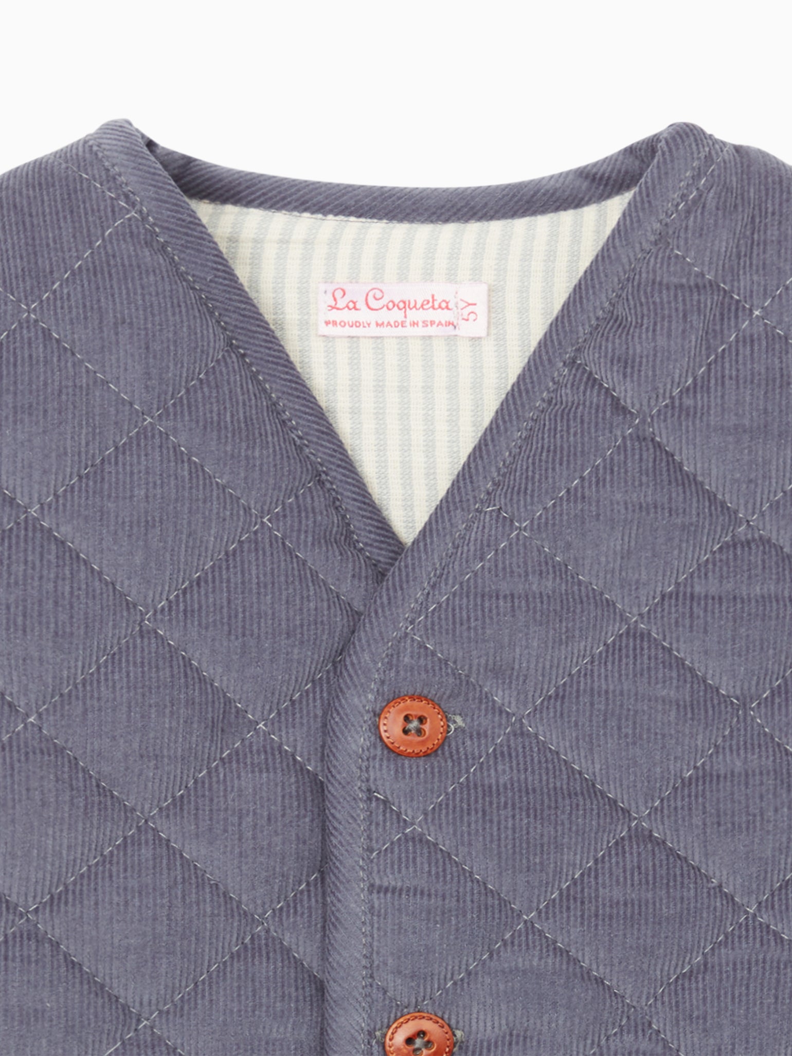 Dusty Blue Caza Kids Corduroy Sleeveless Jacket