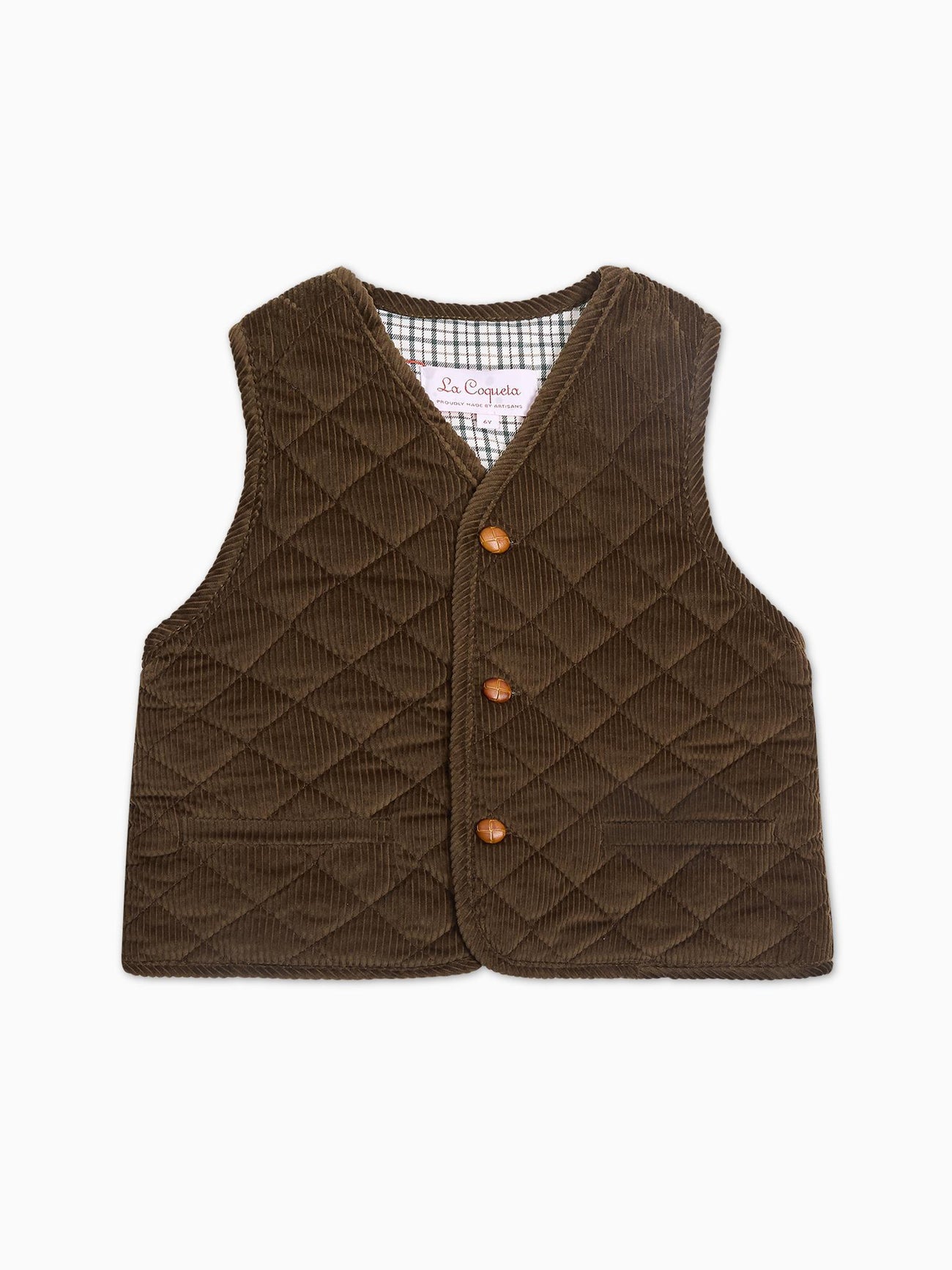 Brown Caza Corduroy Boy Sleeveless Jacket