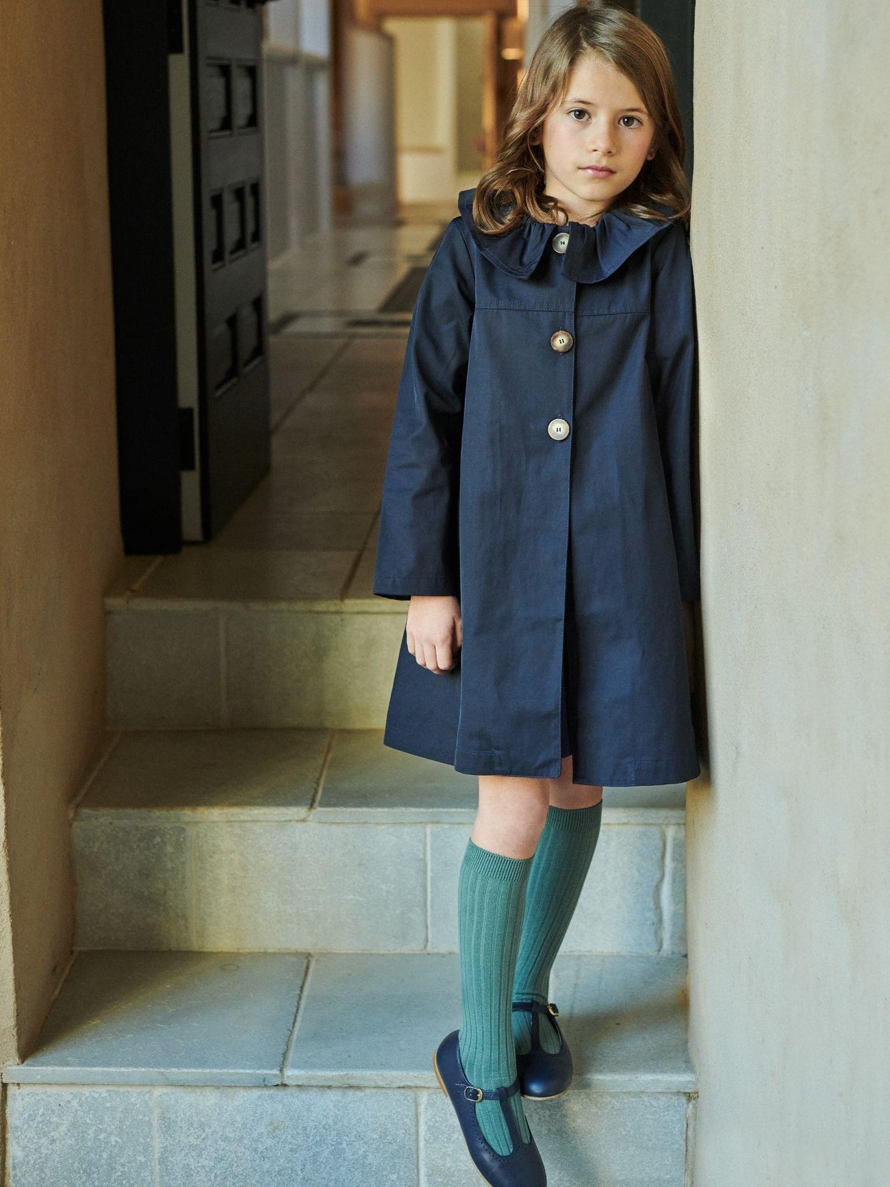 Navy Celestina Girl Coat