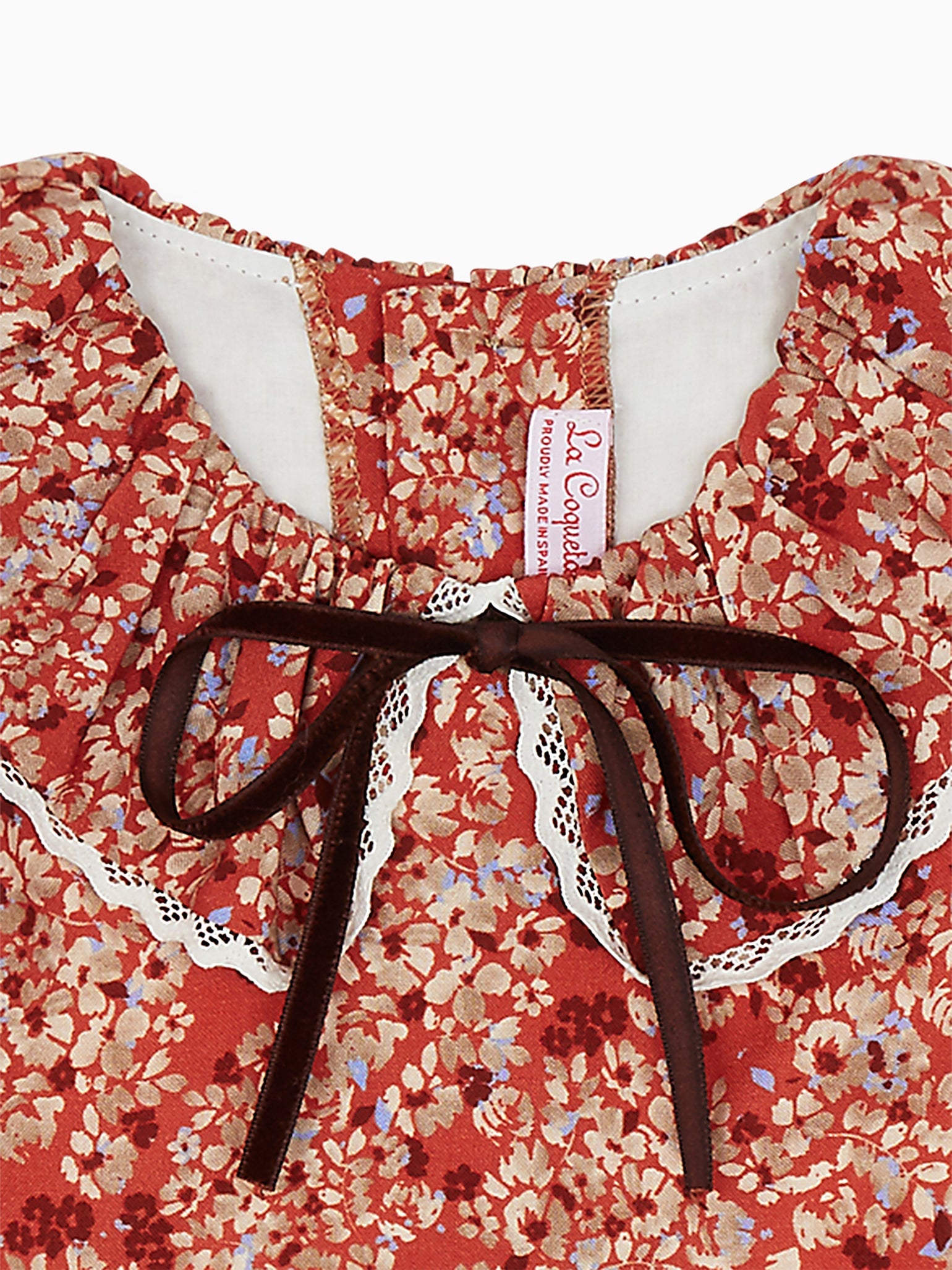 Terracotta Floral Chloe Girl Drop Waist Dress