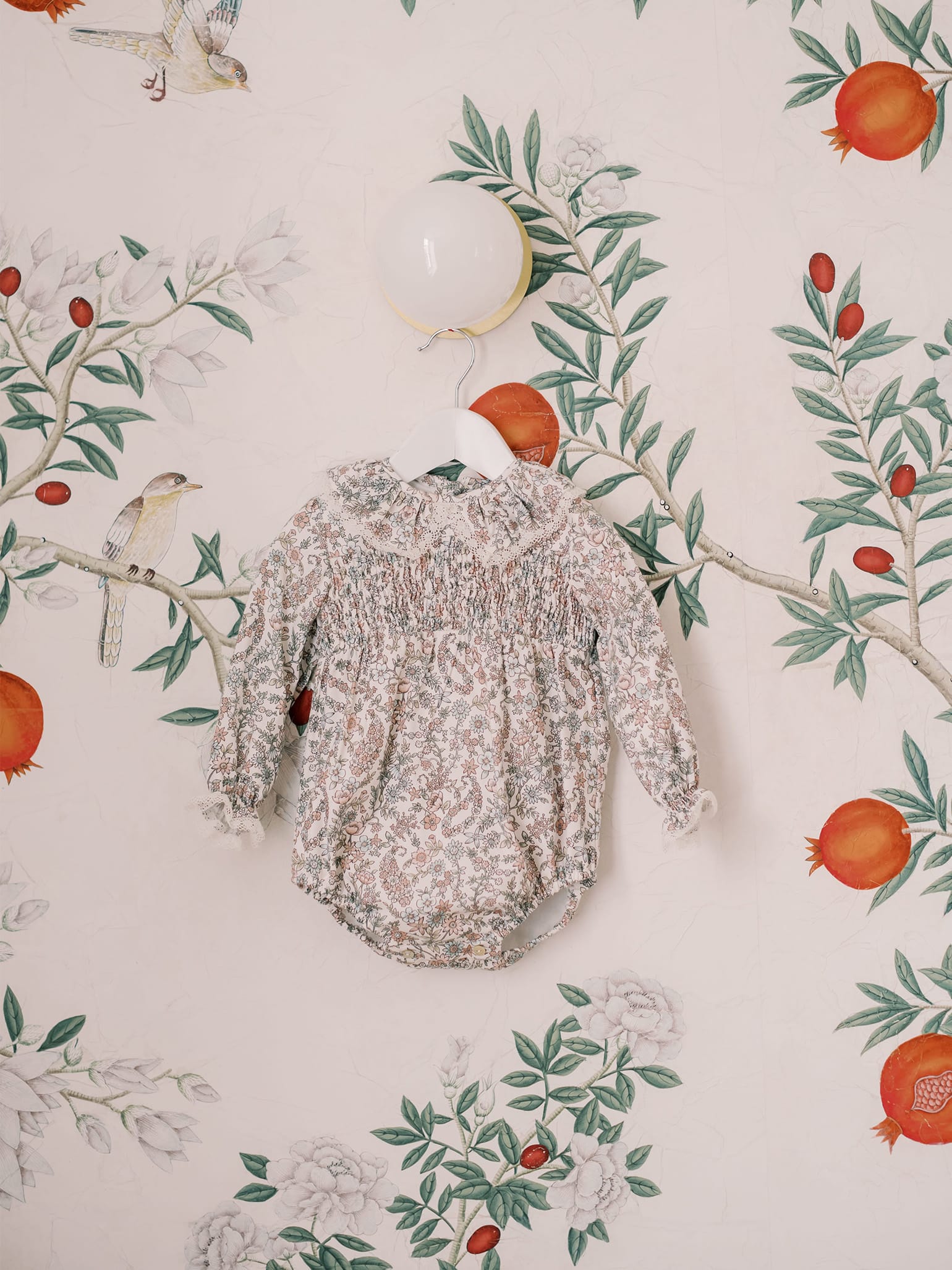 Ivory Floral Chloe Baby Girl Smock Romper