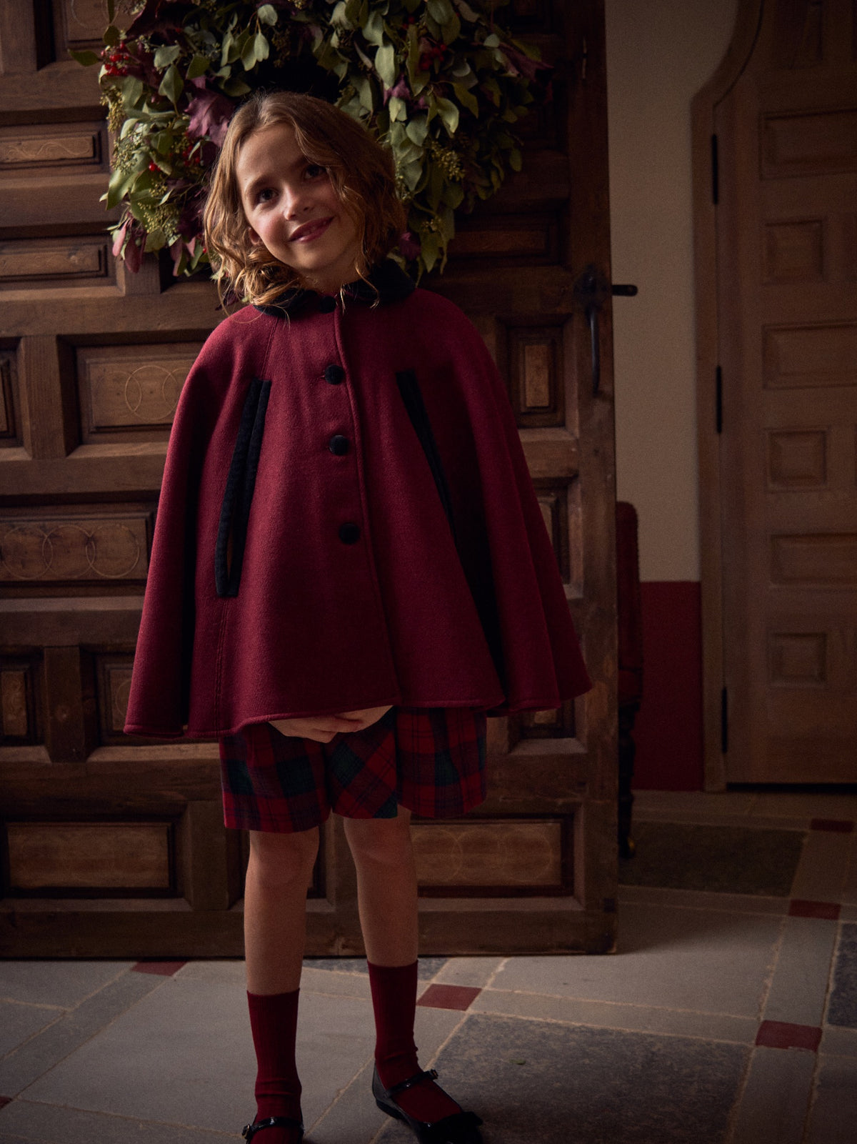 Burgundy Clara Girl Cape