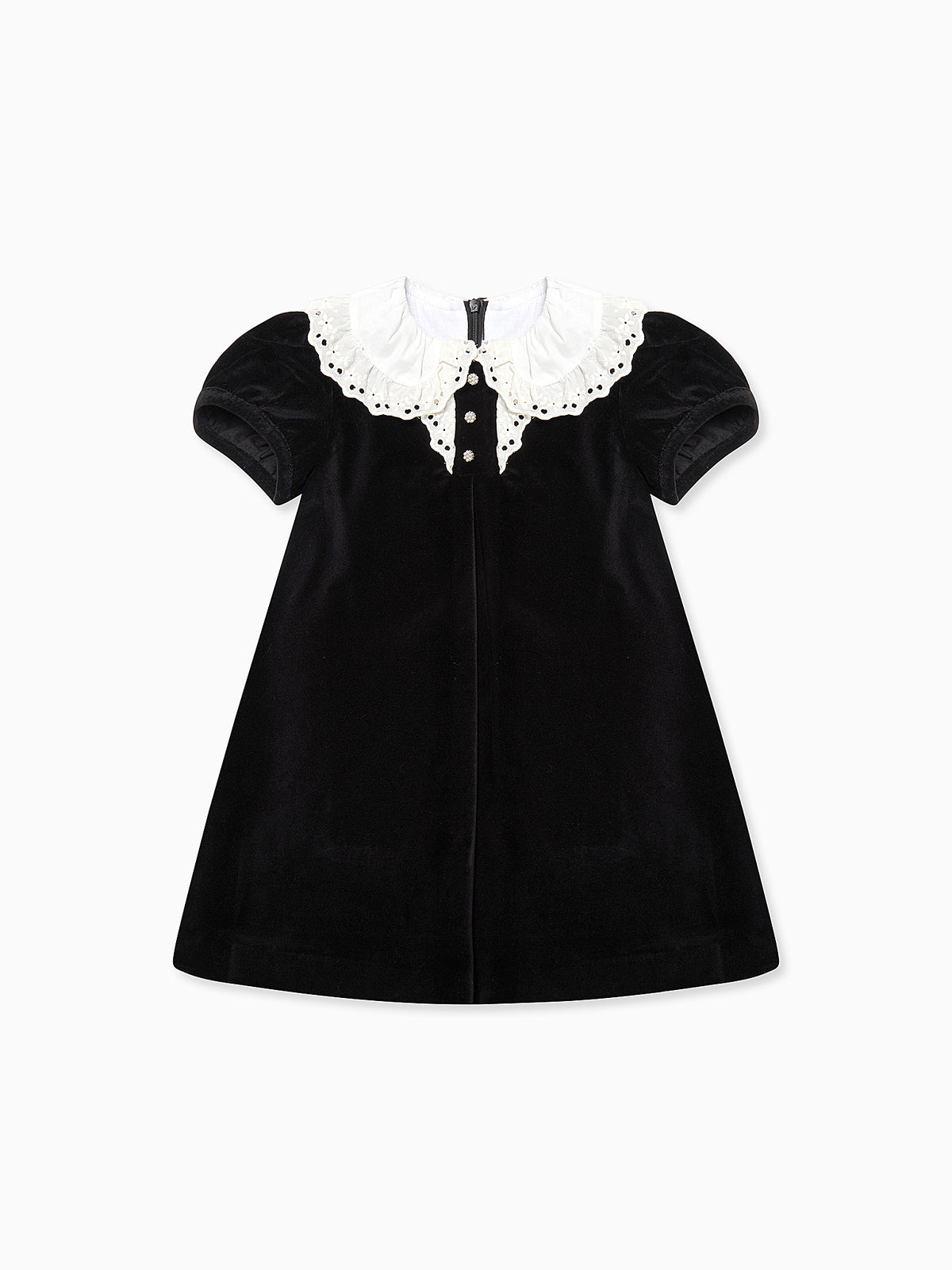Black Clara Velvet Girl A-Line Dress