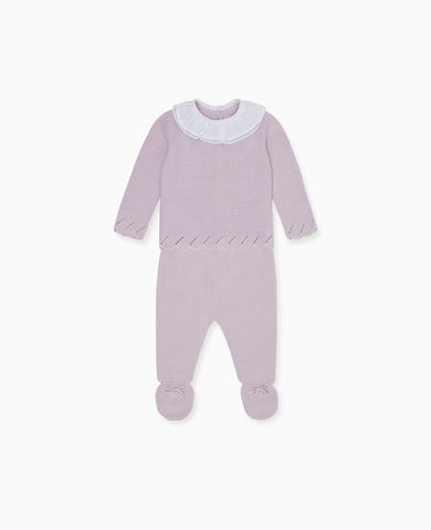 Lilac Claudeta Cotton Baby Girl Knitted Set