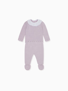 Lilac Claudeta Cotton Baby Girl Knitted Set