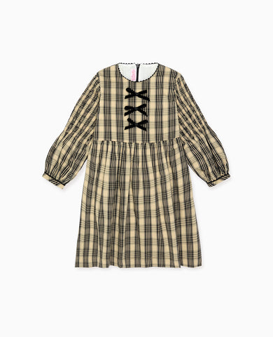 Sand Check Claudette Girl Dress