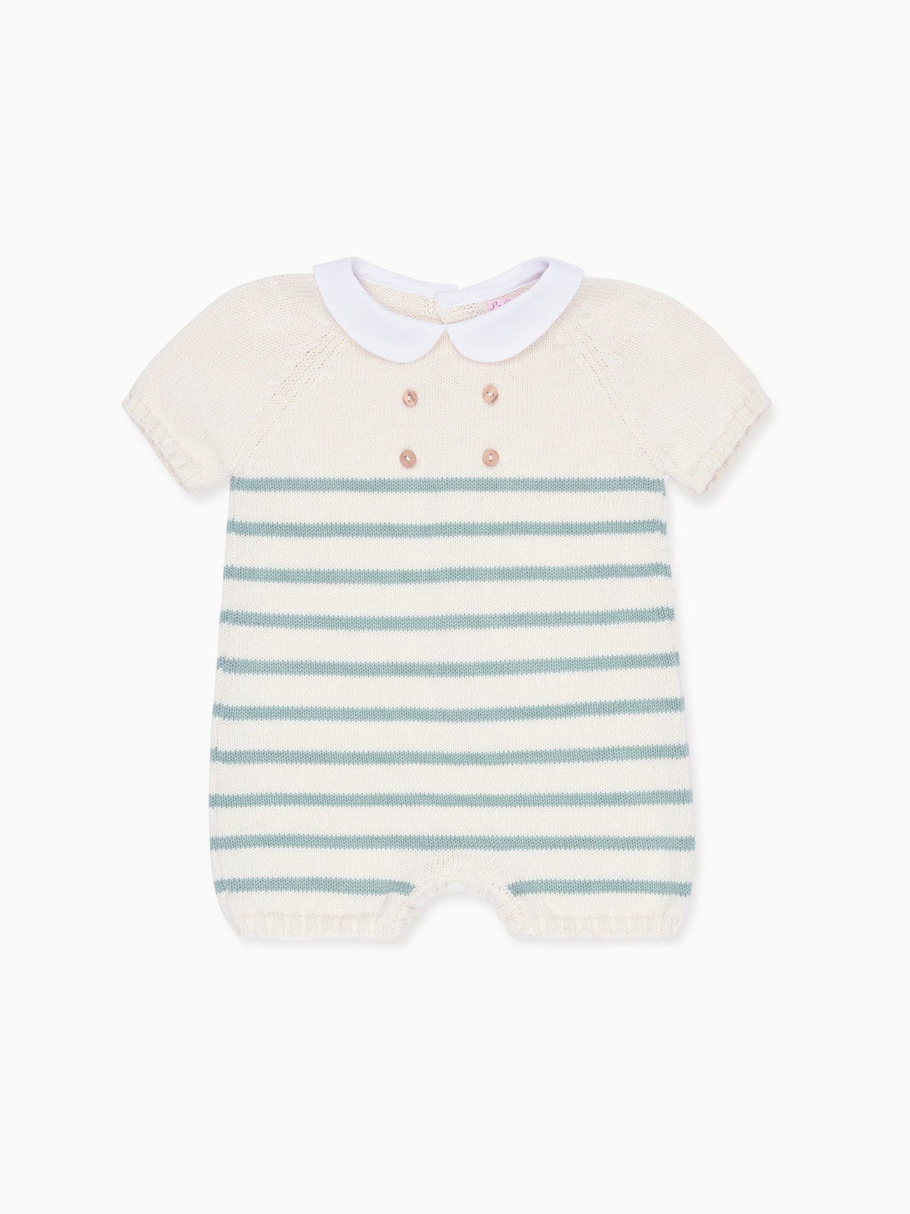 Sage Stripe Clavel Cotton Baby Knitted Playsuit