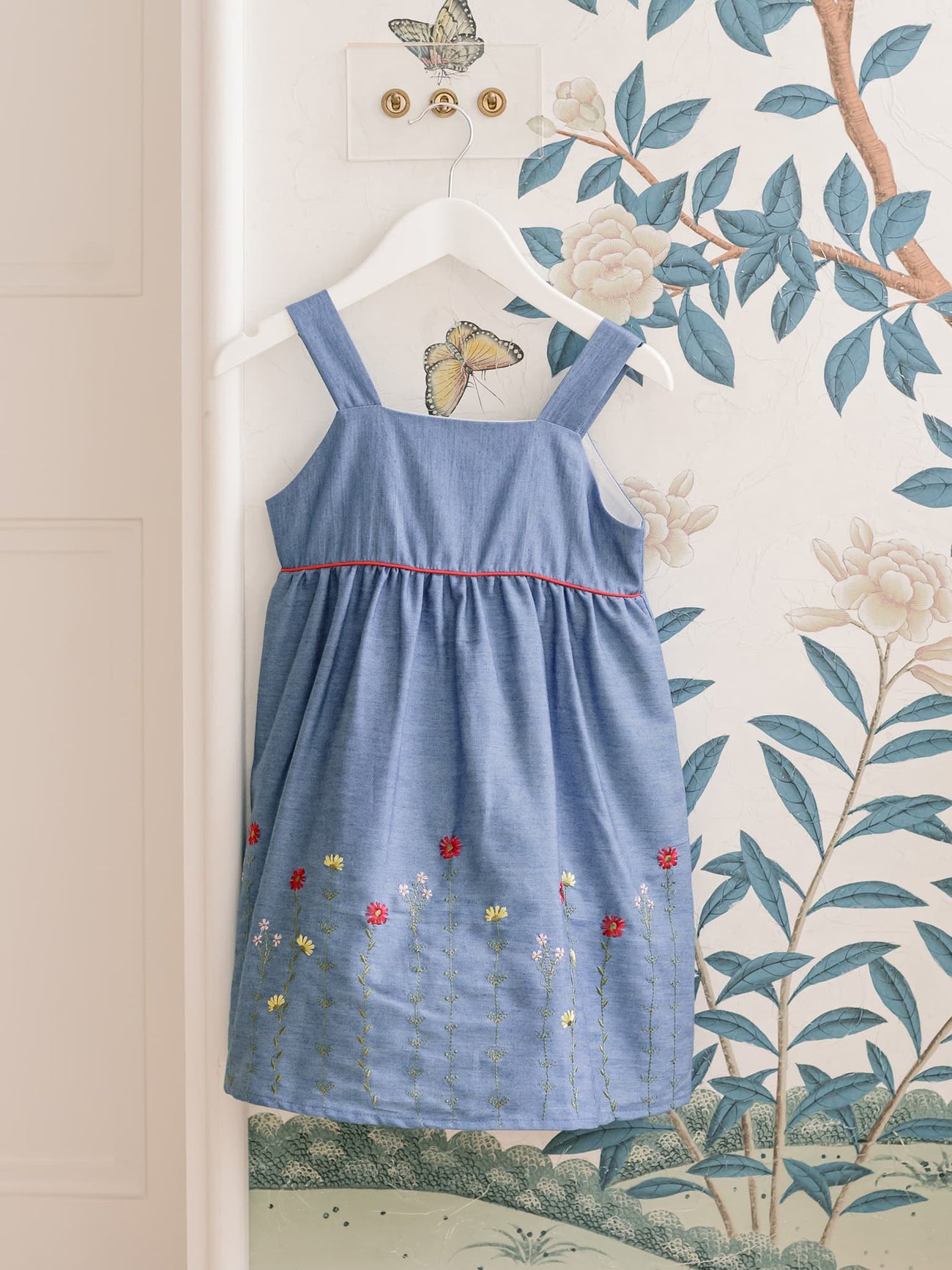 Blue Floral Clementina Girl Embroidered Dress