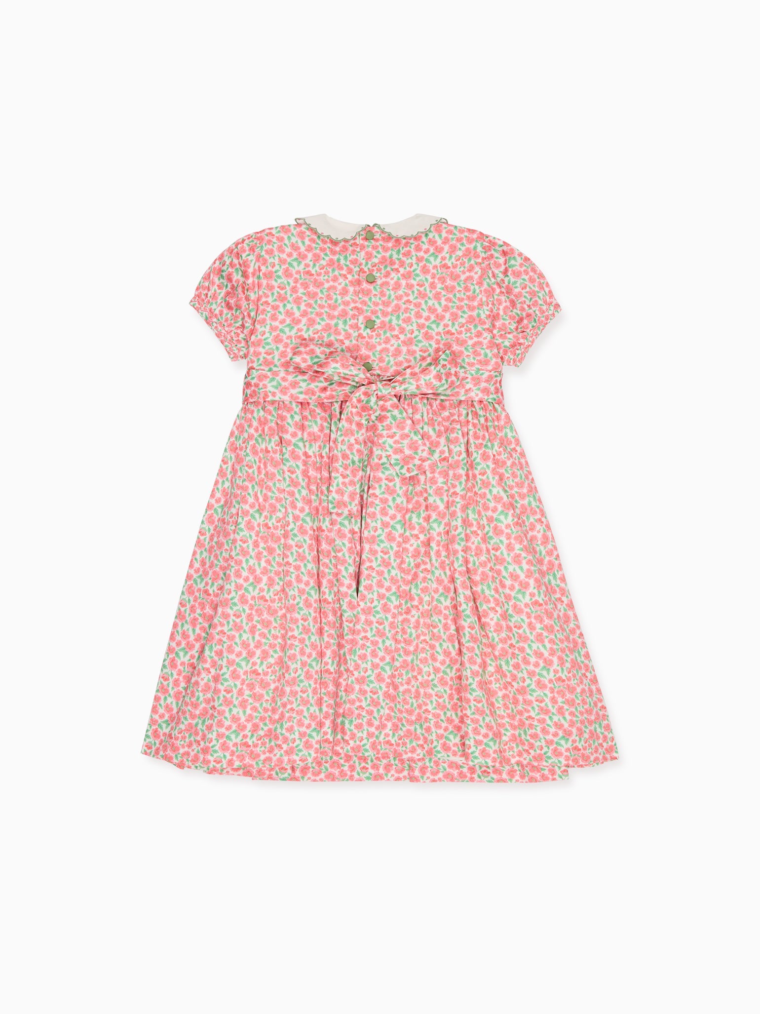 Red Floral Coco Girl Hand-Smocked Dress