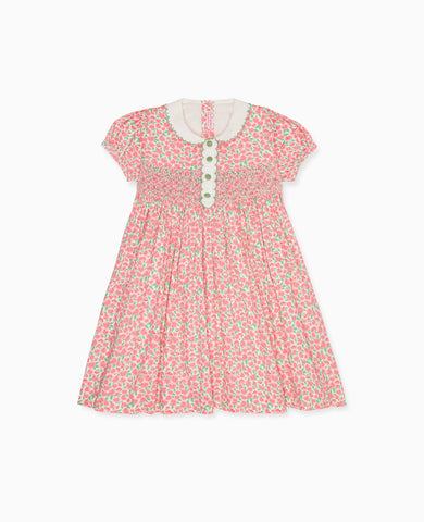 Red Floral Coco Girl Hand-Smocked Dress