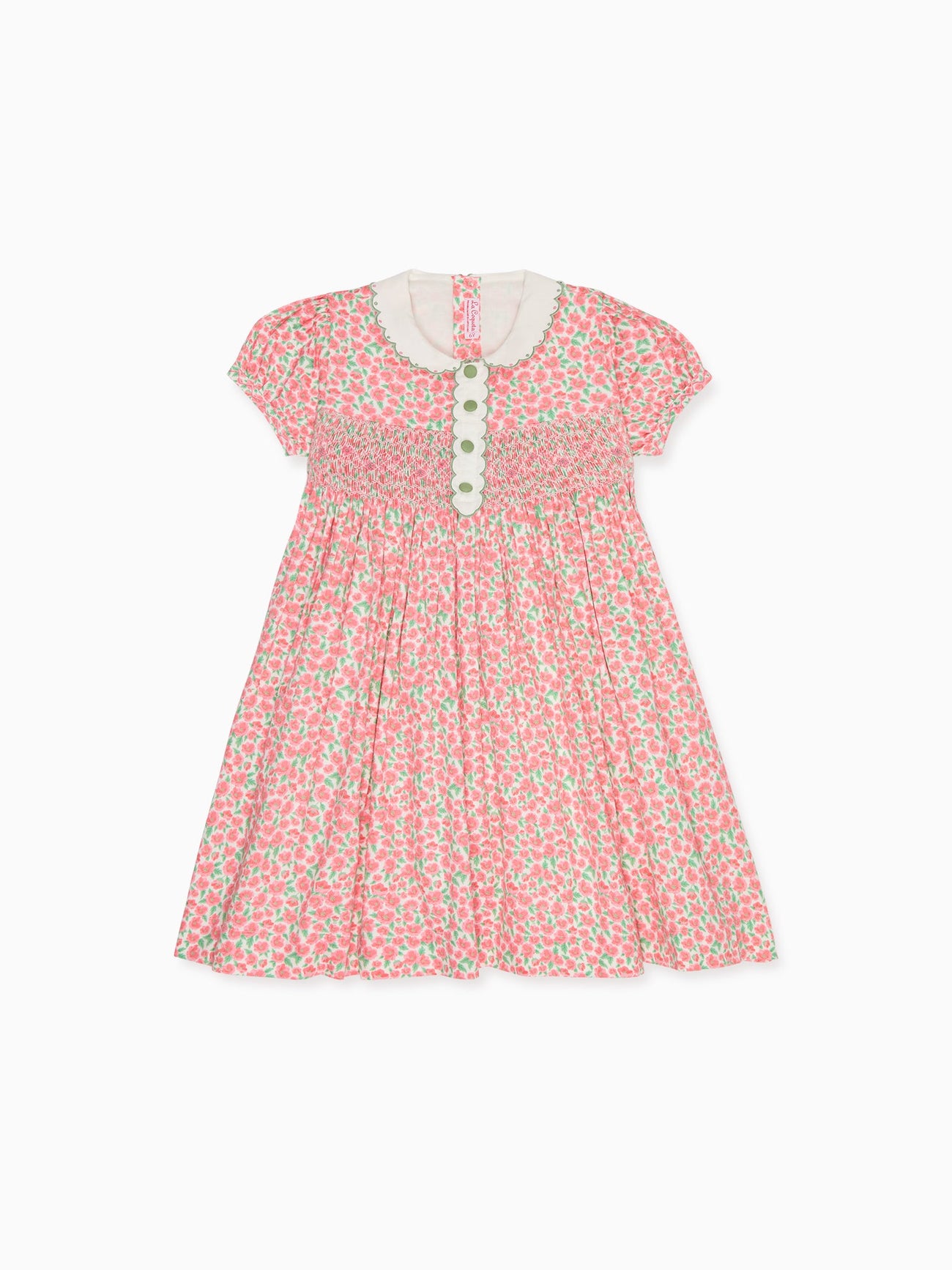 Red Floral Coco Girl Hand-Smocked Dress