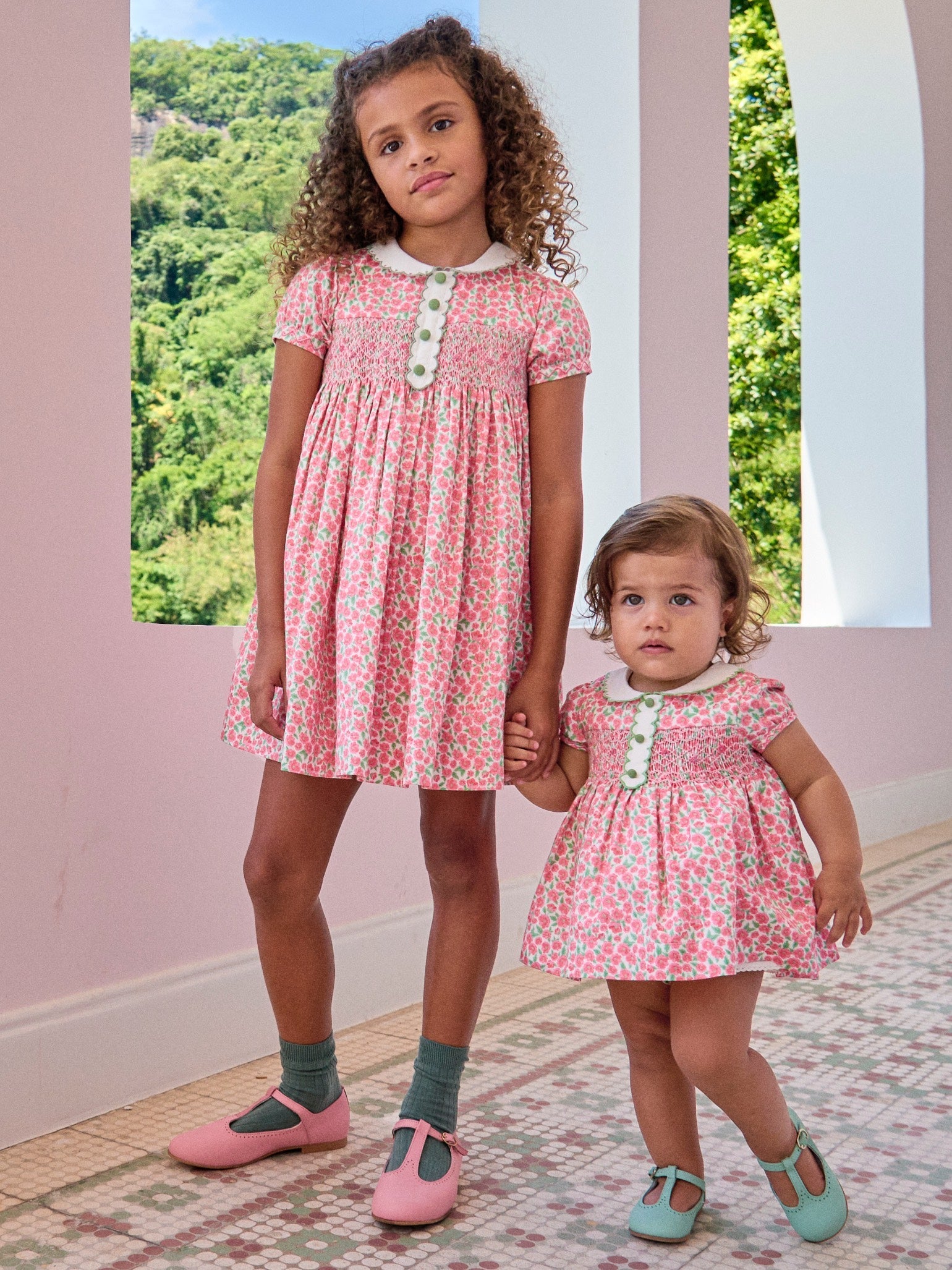 Red Floral Coco Girl Hand-Smocked Dress