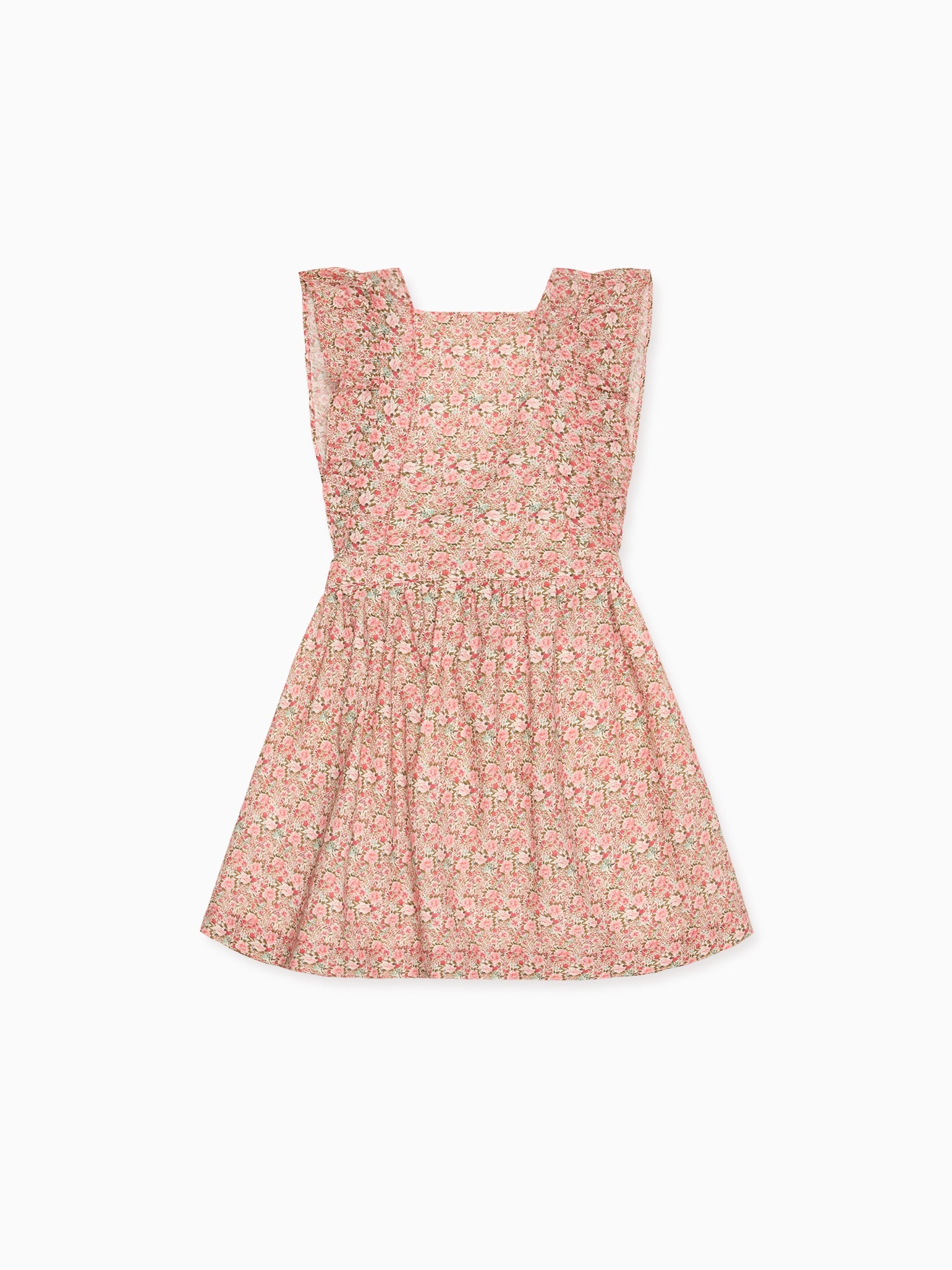 Coral Floral Cora Girl Pinafore Skirt
