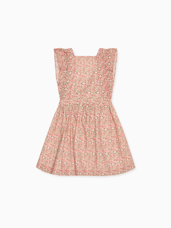 Coral Floral Cora Girl Pinafore Skirt
