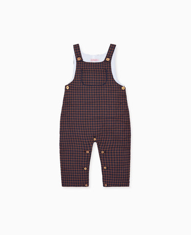 Navy Check Coroza Baby Dungarees