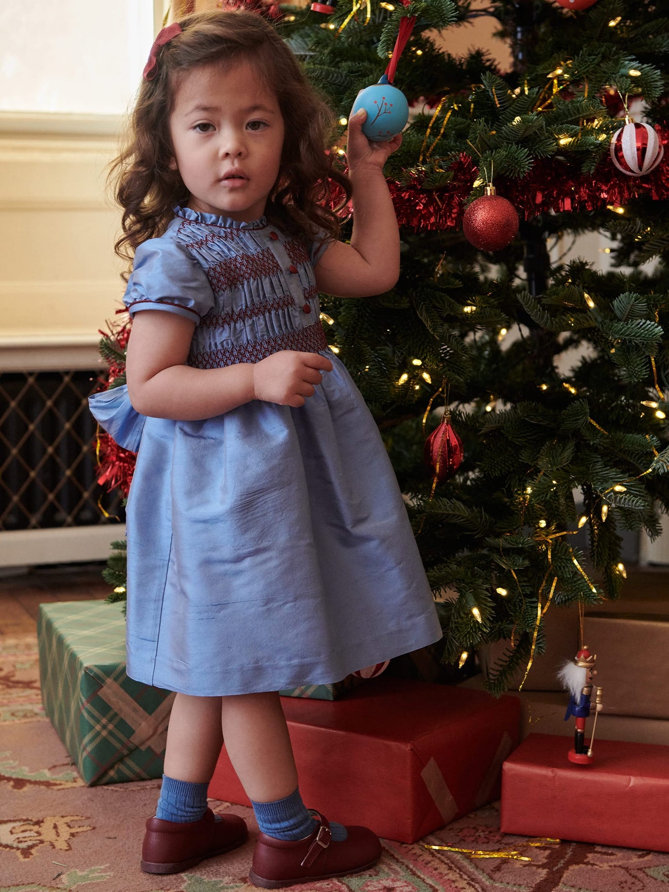 Blue Cosima Girl Silk Smock Dress