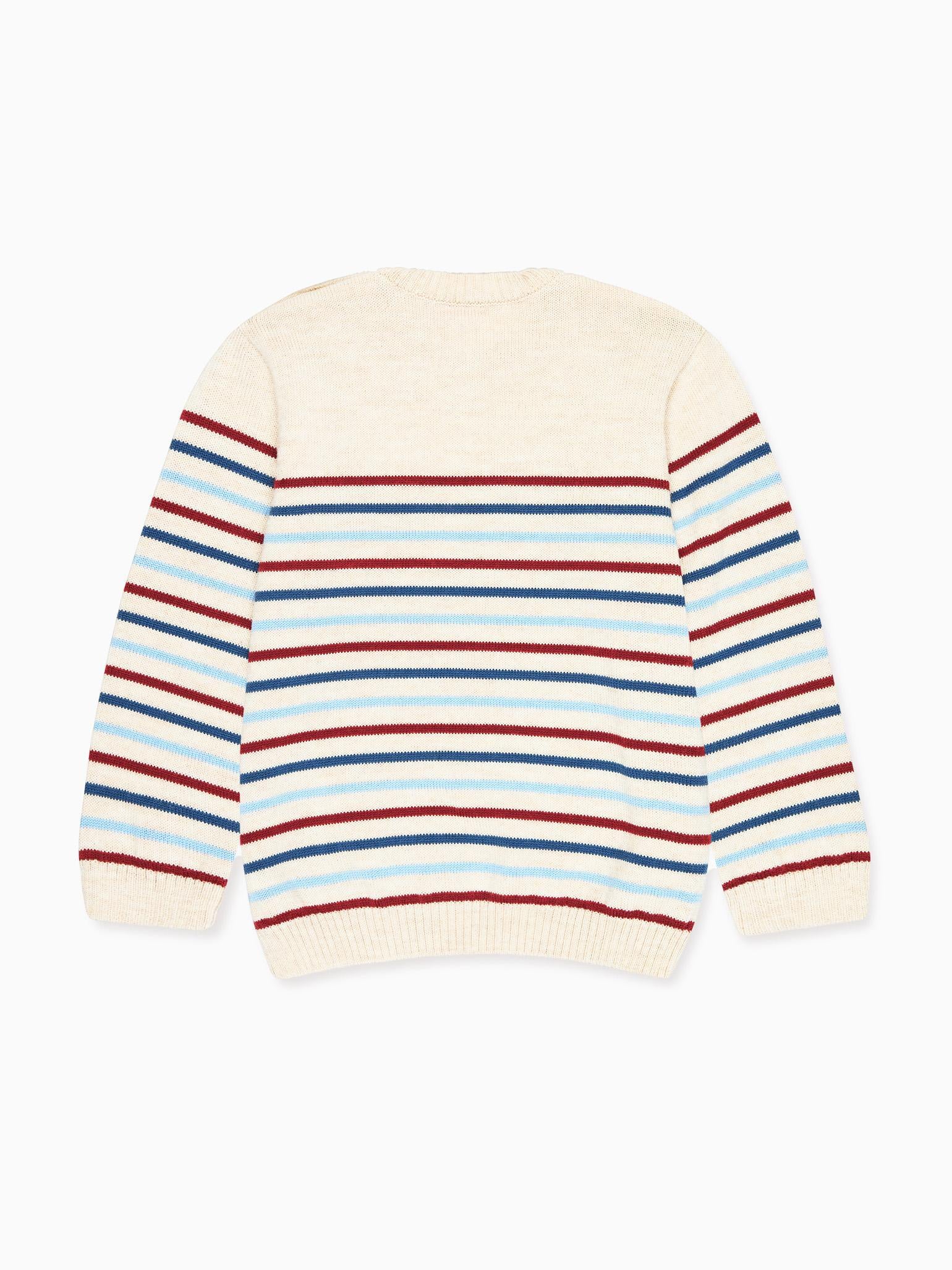 Oatmeal Stripe Curro Merino Boy Jumper