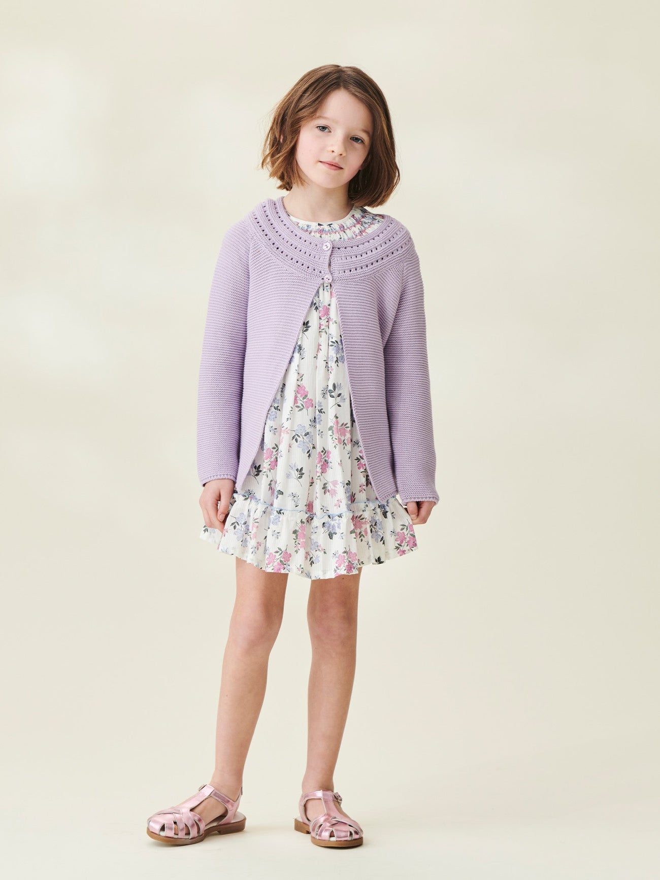 Lilac Nineta Girl Cotton Cardigan