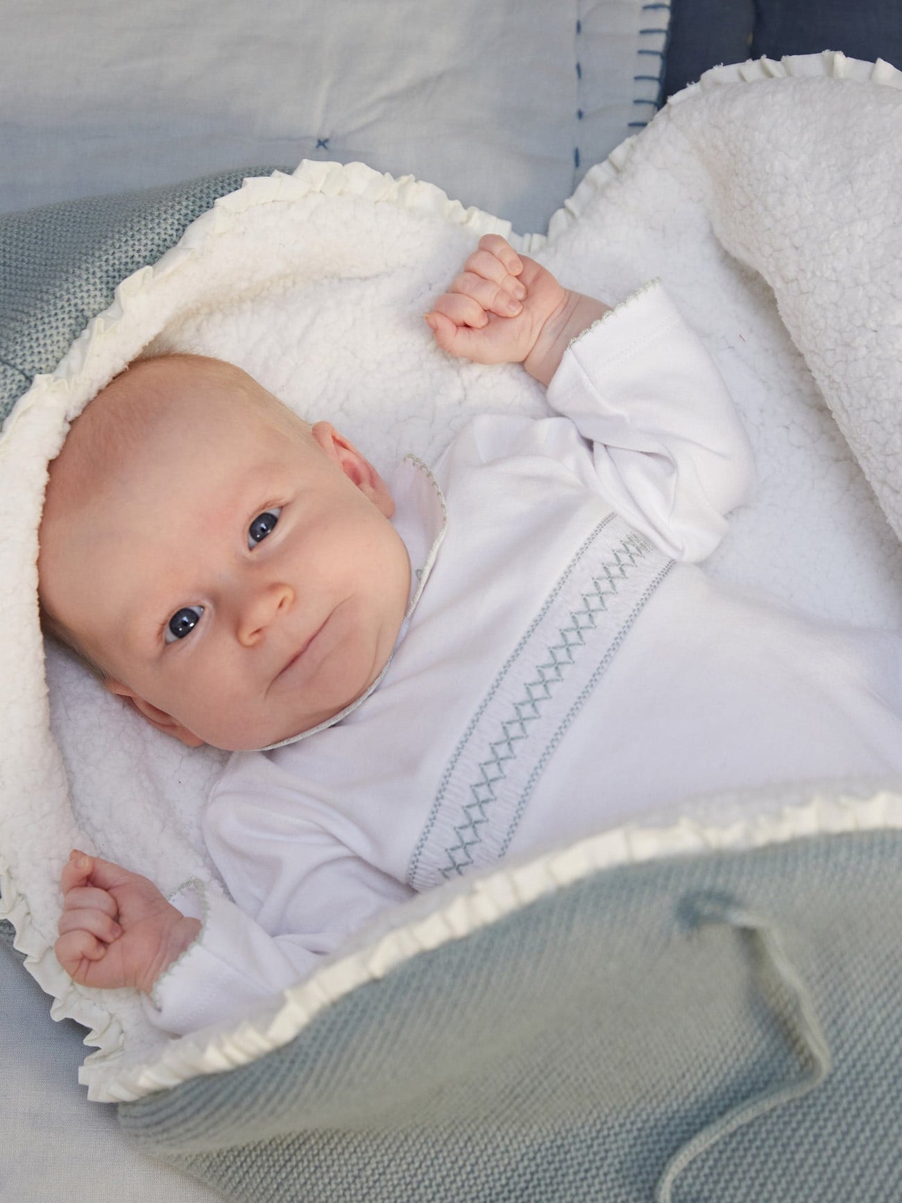 White Dali Baby Smock Sleepsuit