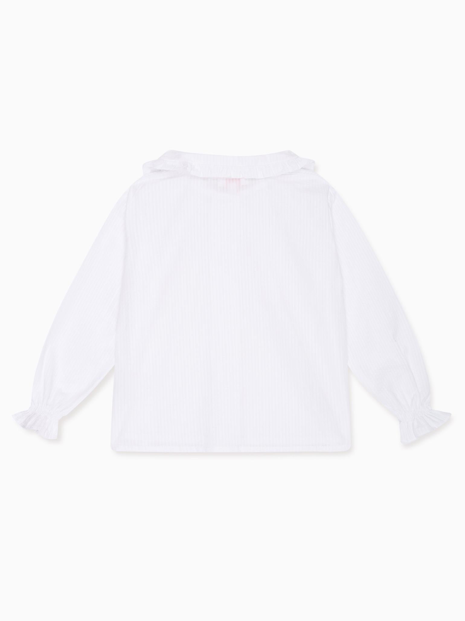 White Dameras Long Sleeve Girl Shirt