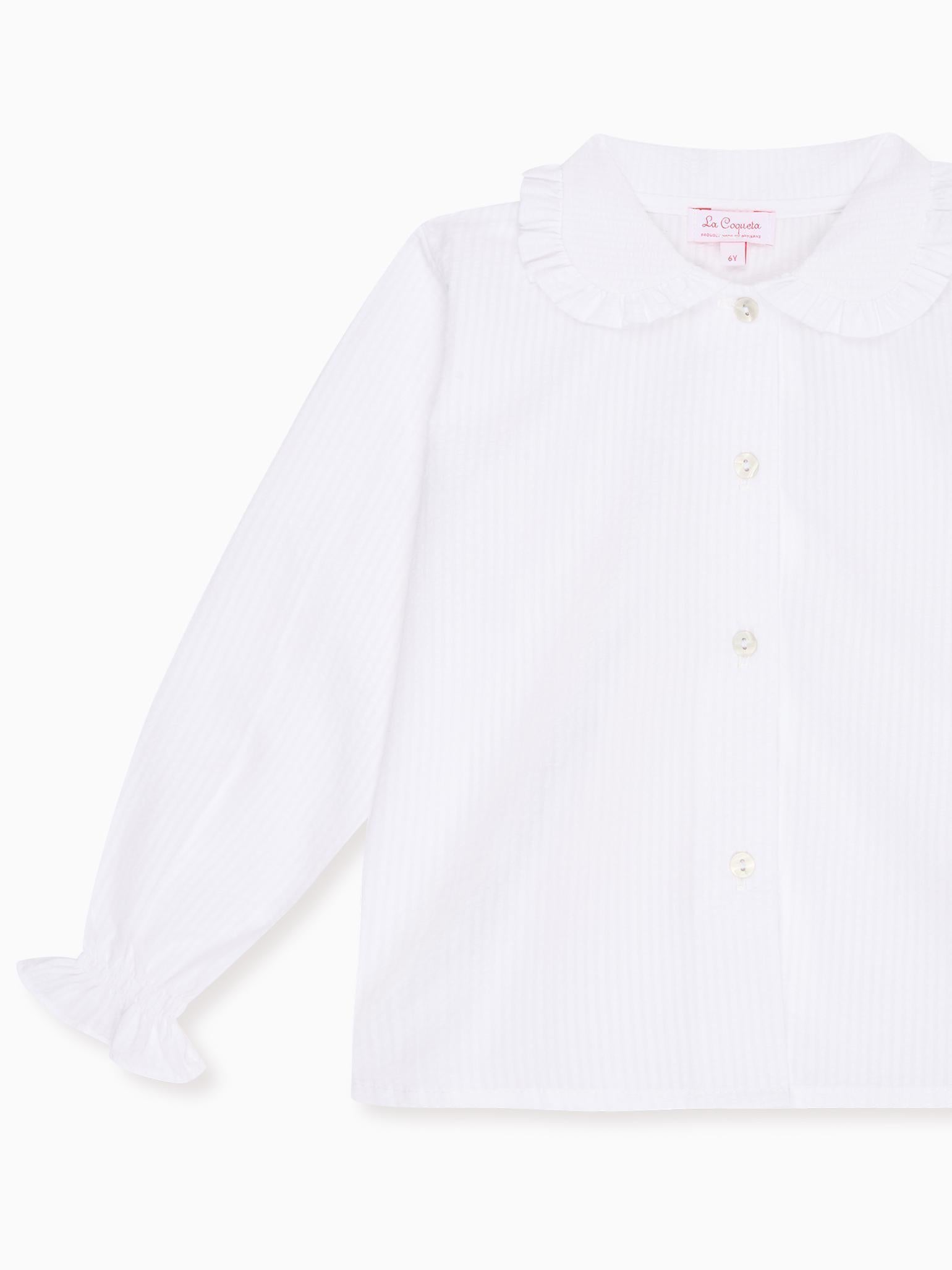 White Dameras Long Sleeve Girl Shirt