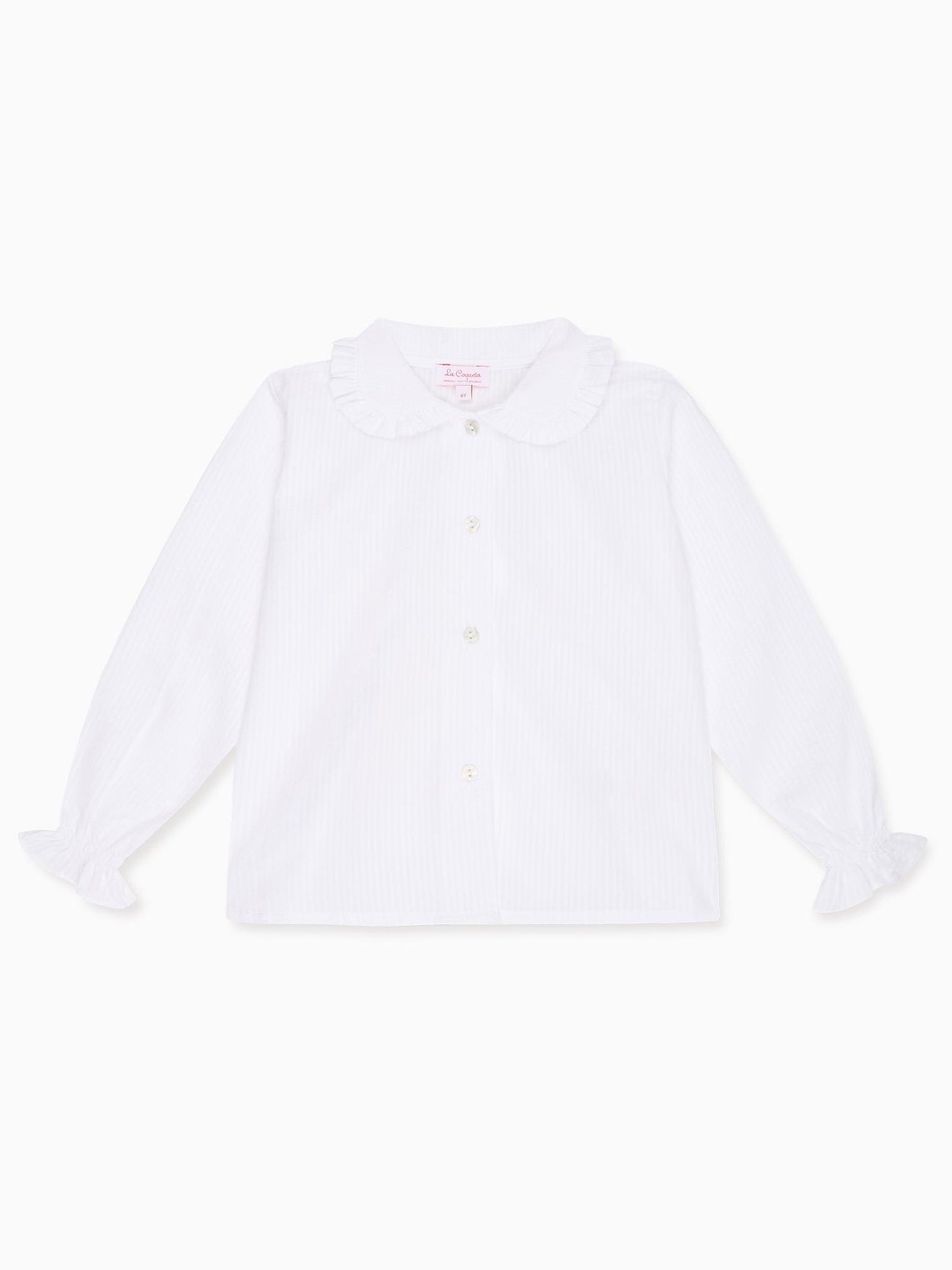 White Dameras Long Sleeve Girl Shirt