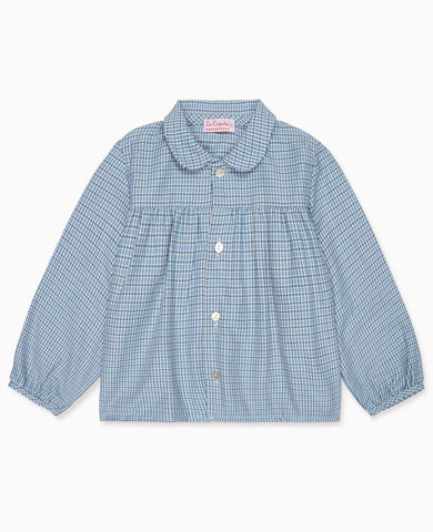 Dusty Blue Check Dante Long Sleeve Baby Shirt