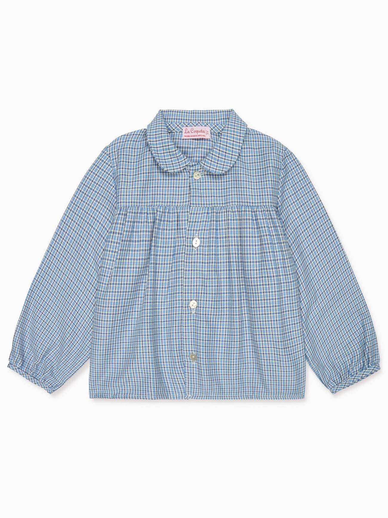 Dusty Blue Check Dante Long Sleeve Baby Shirt
