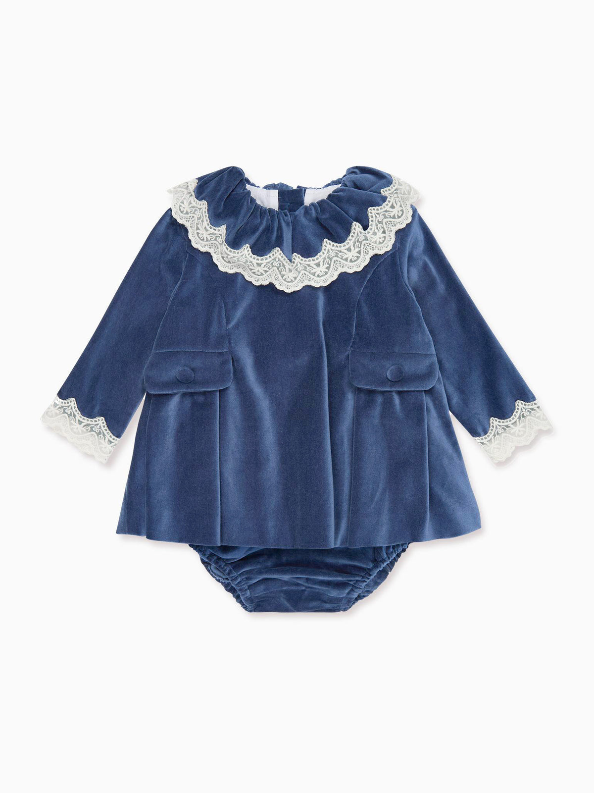 Blue Daroca Velvet Baby Girl Set