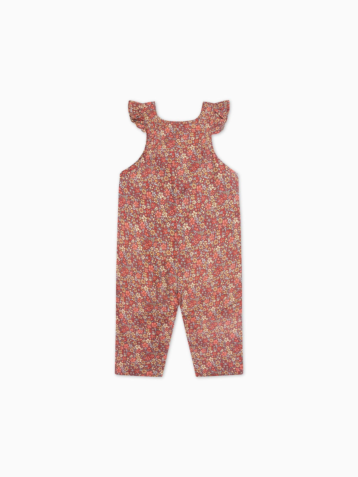 Terracotta Floral Delphina Baby Girl Dungarees