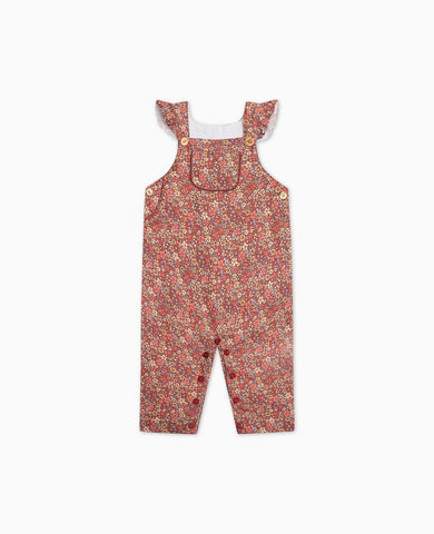 Terracotta Floral Delphina Baby Girl Dungarees