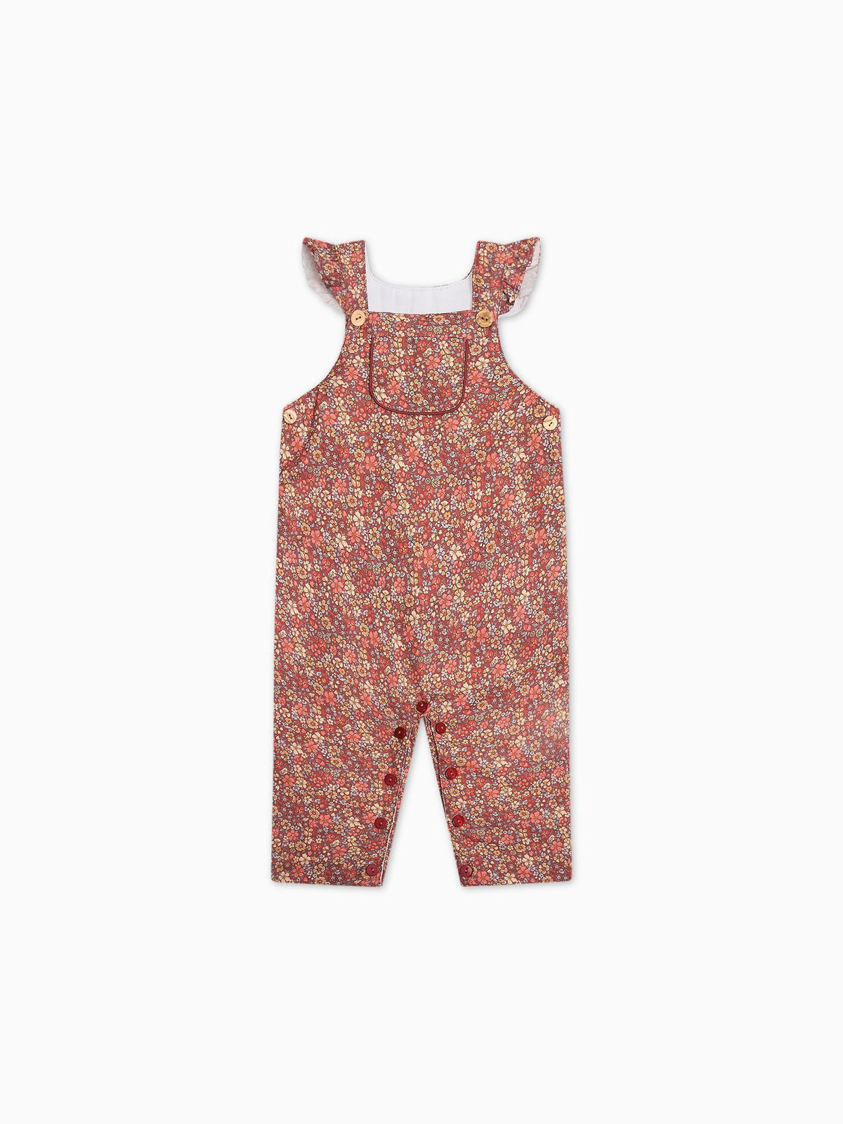 Terracotta Floral Delphina Baby Girl Dungarees