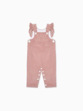 Dusty Pink Delphina Corduroy Baby Girl Dungarees