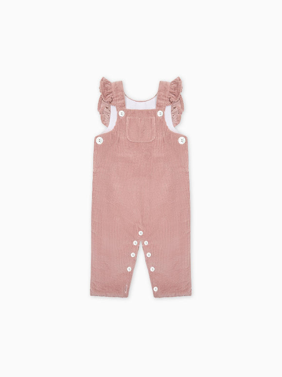 Dusty Pink Delphina Corduroy Baby Girl Dungarees