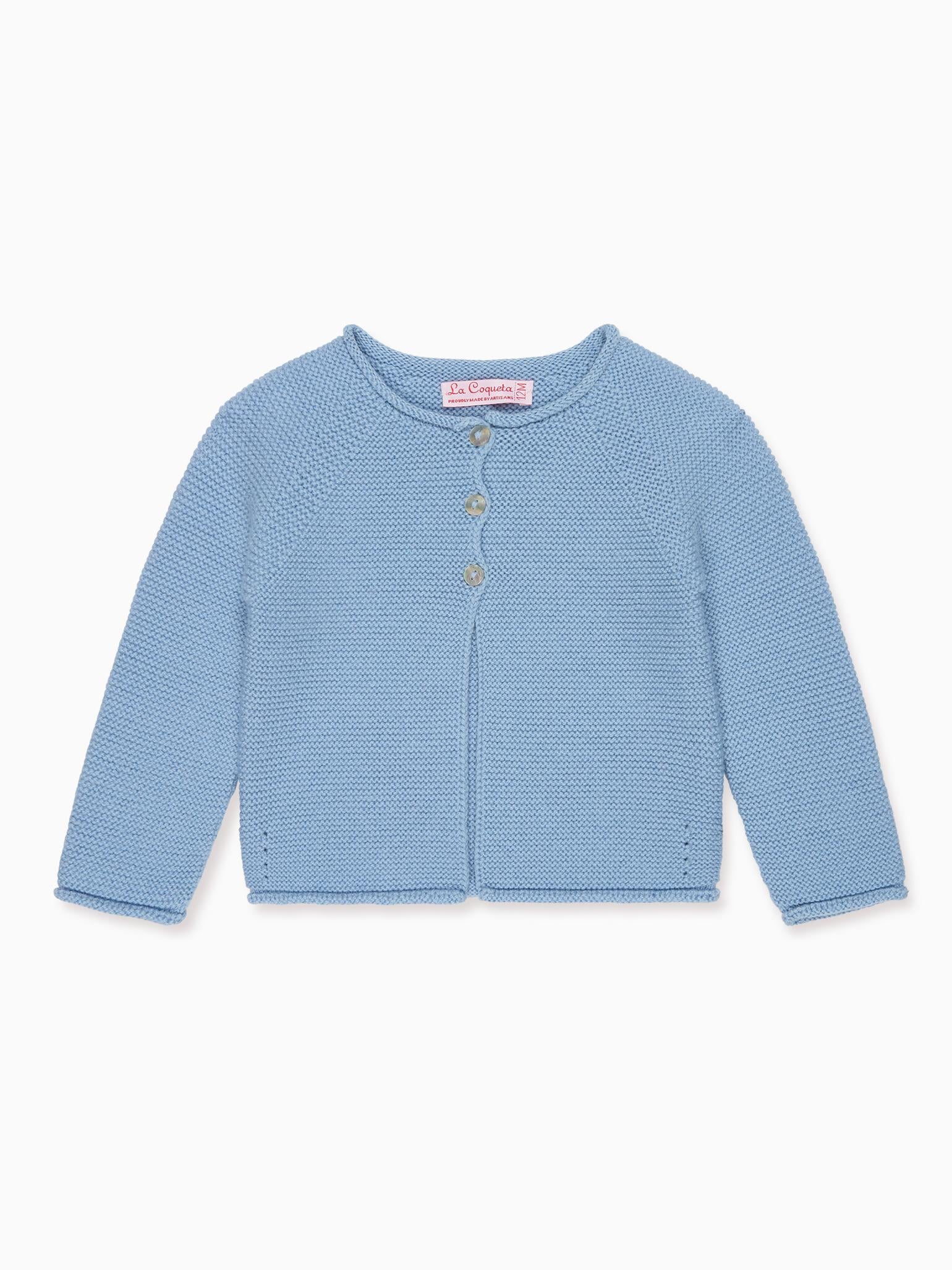 Dusty Blue Denia Merino Baby Cardigan