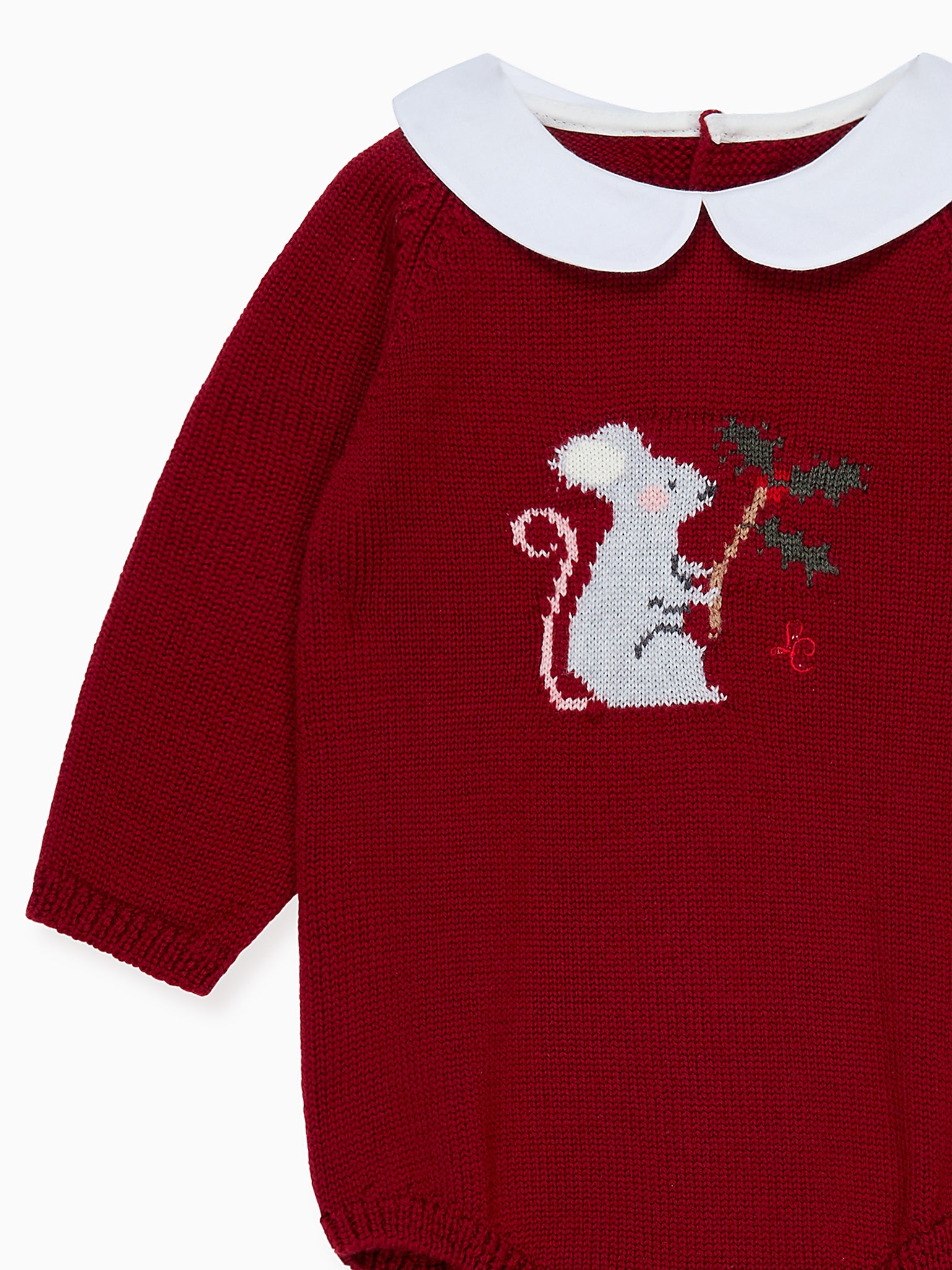 Burgundy Diaz Merino Mouse Baby Knitted Romper