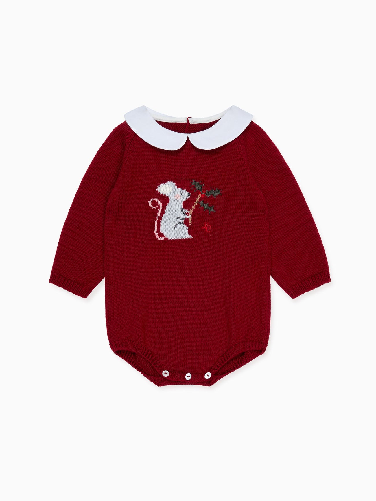 Burgundy Diaz Merino Mouse Baby Knitted Romper