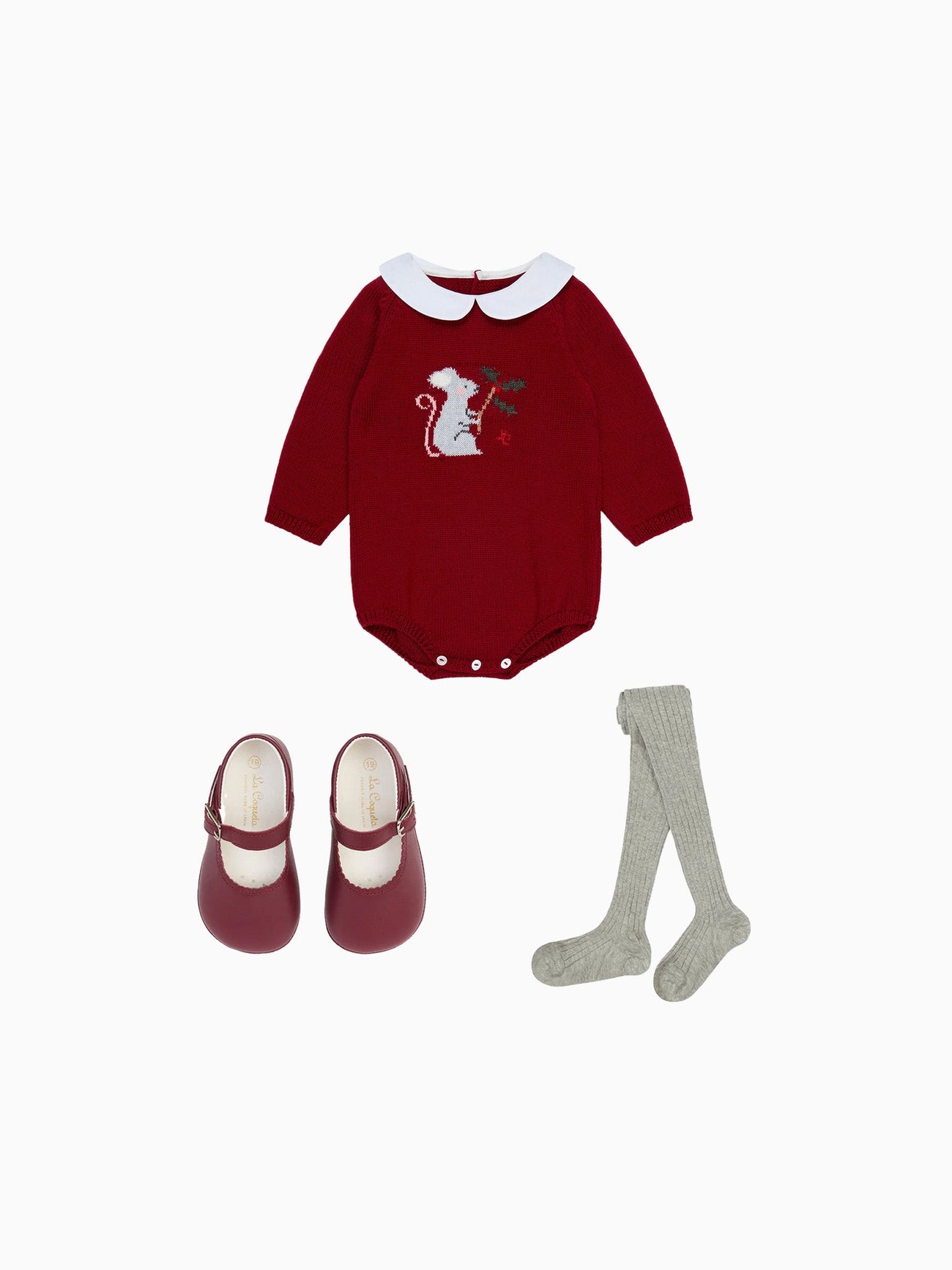 Diaz Baby Knitted Romper, Tights & Baby Mary Jane Shoes