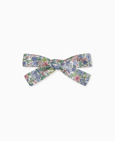 Light Blue Floral Girl Soft Ribbon Bow Clip
