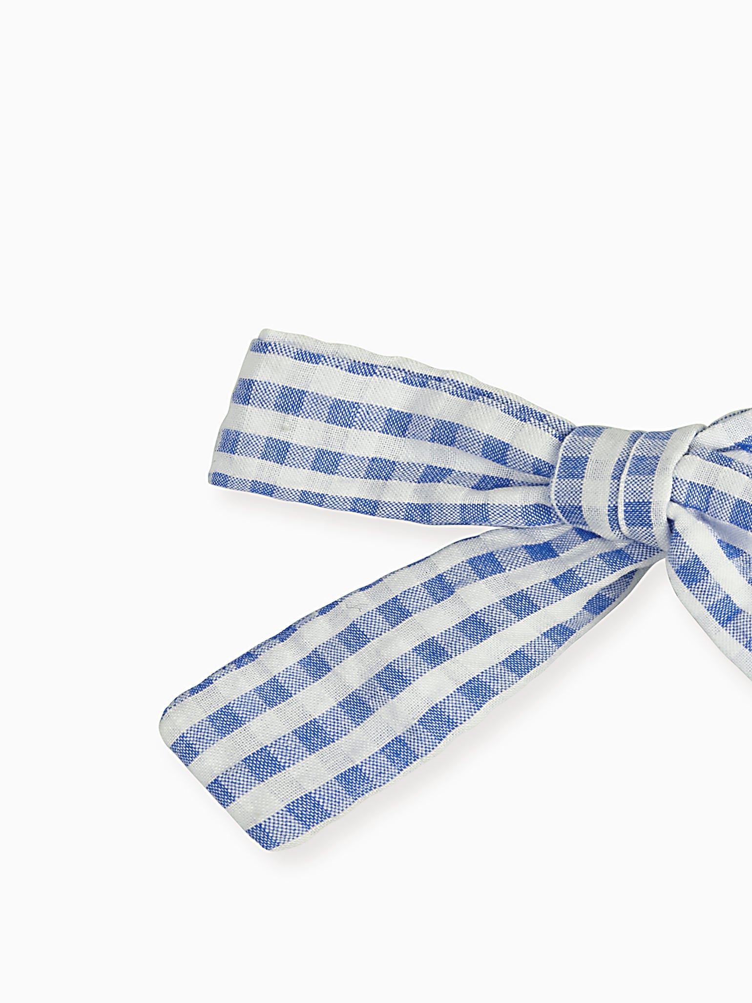 Blue Gingham Girl Soft Ribbon Bow Clip