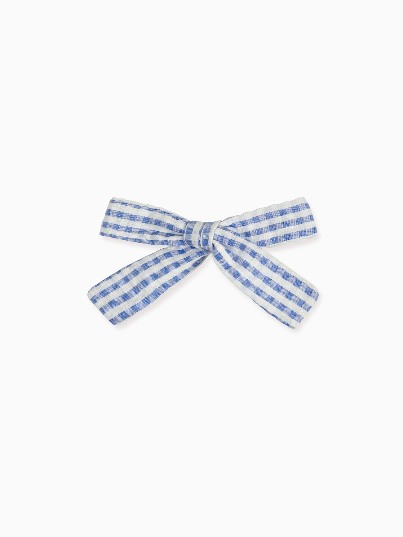 Blue Gingham Girl Soft Ribbon Bow Clip